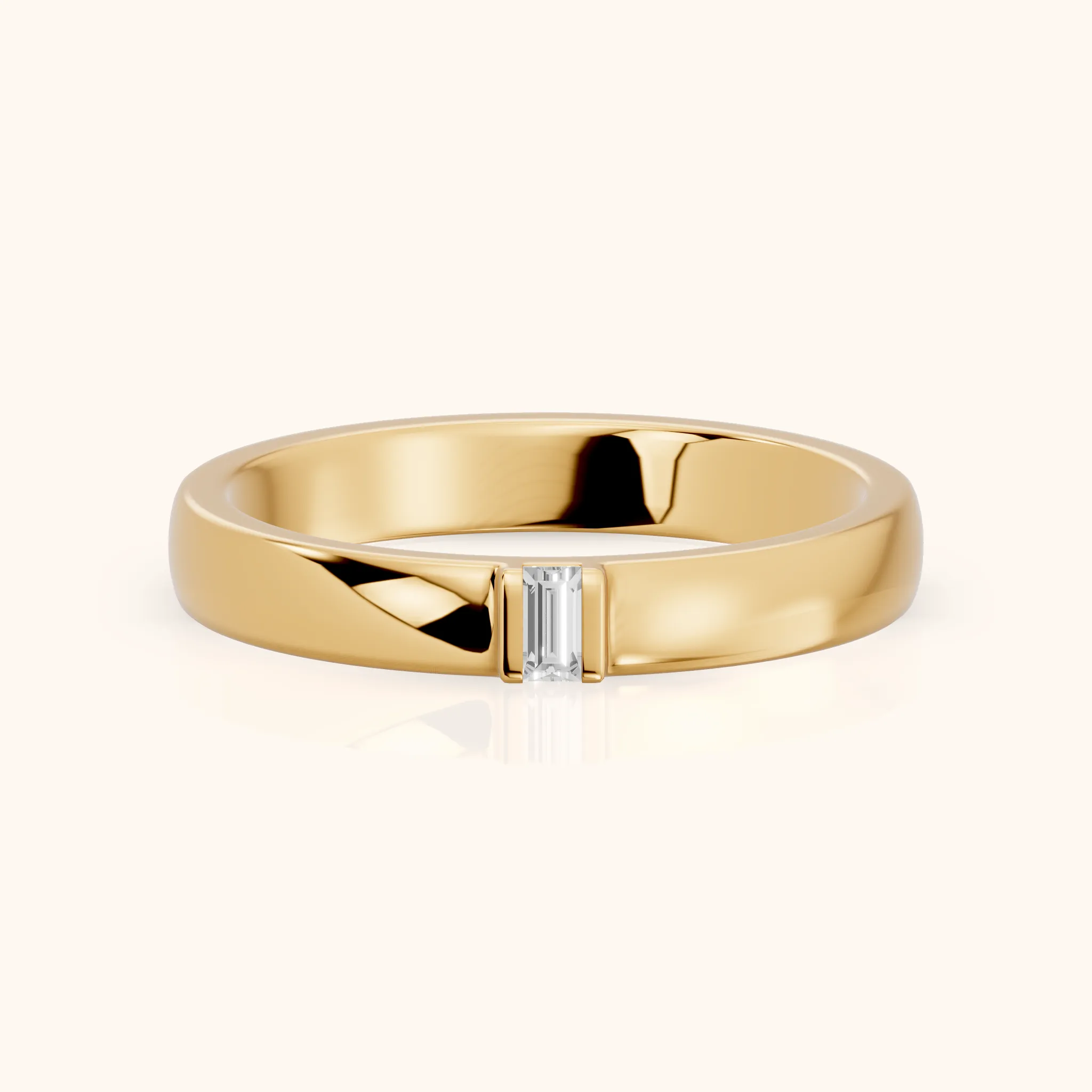 Kalina Channel Set Baguette Diamond Wedding Band in Yellow Gold — view 1