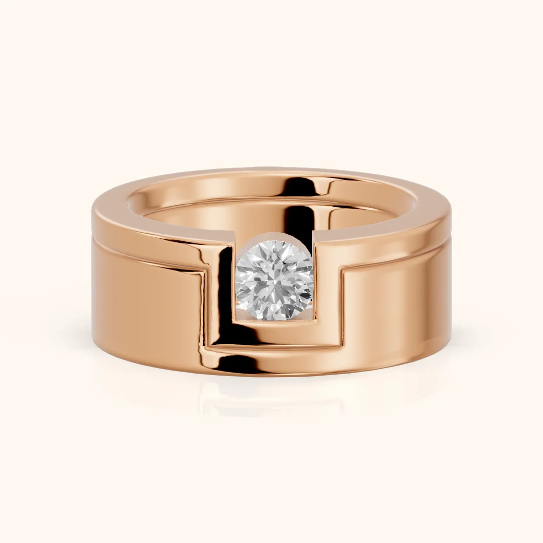 Marika Bezel Round Diamond Wedding Band in Rose Gold — view 2