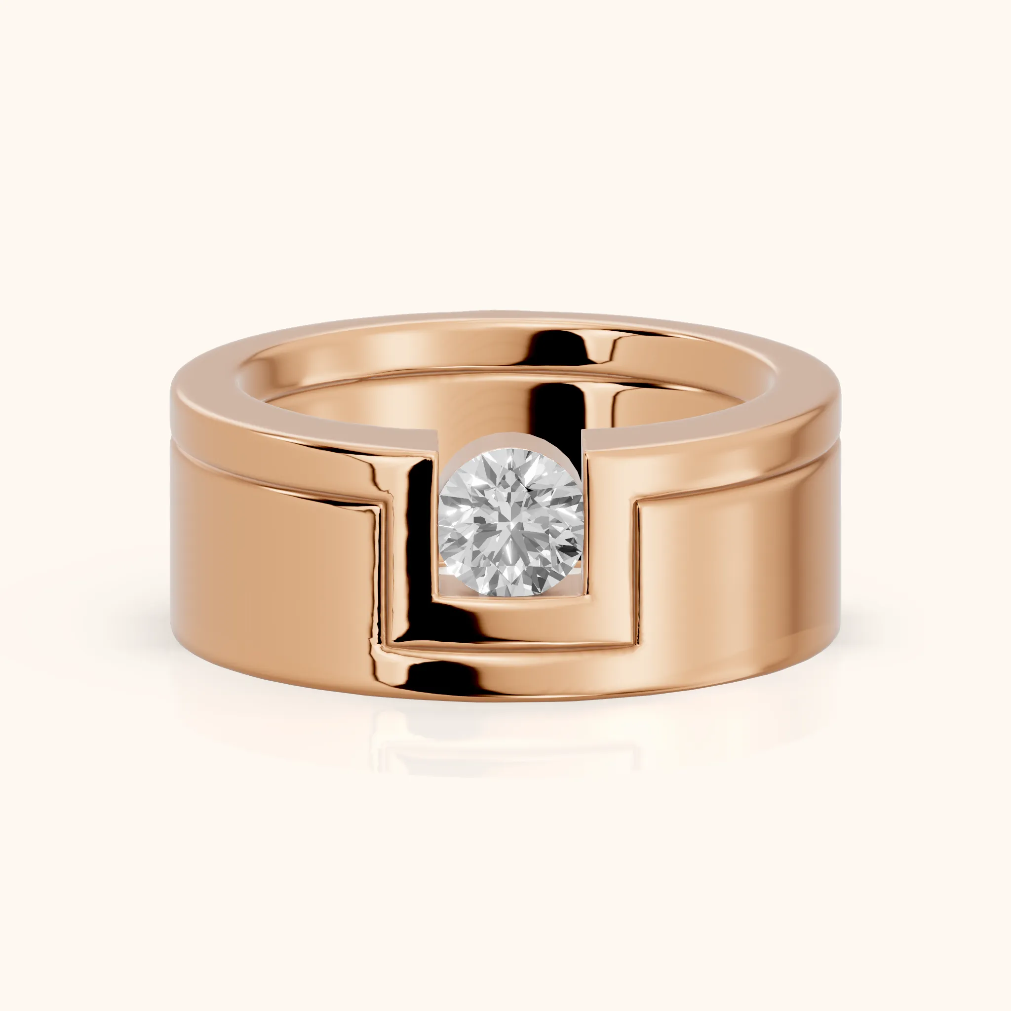 Marika Bezel Round Diamond Wedding Band in Rose Gold — view 1