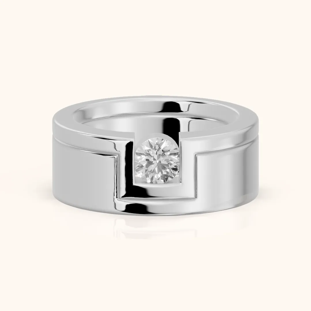 Marika Bezel Round Diamond Wedding Band in Silver — view 2