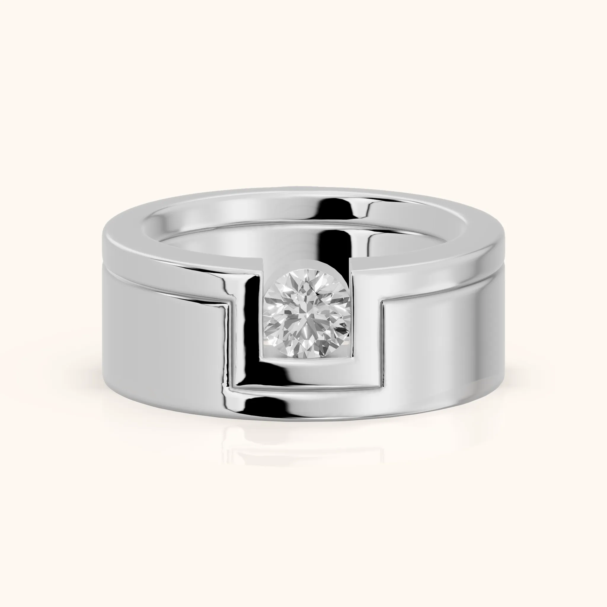Marika Bezel Round Diamond Wedding Band in Silver — view 1