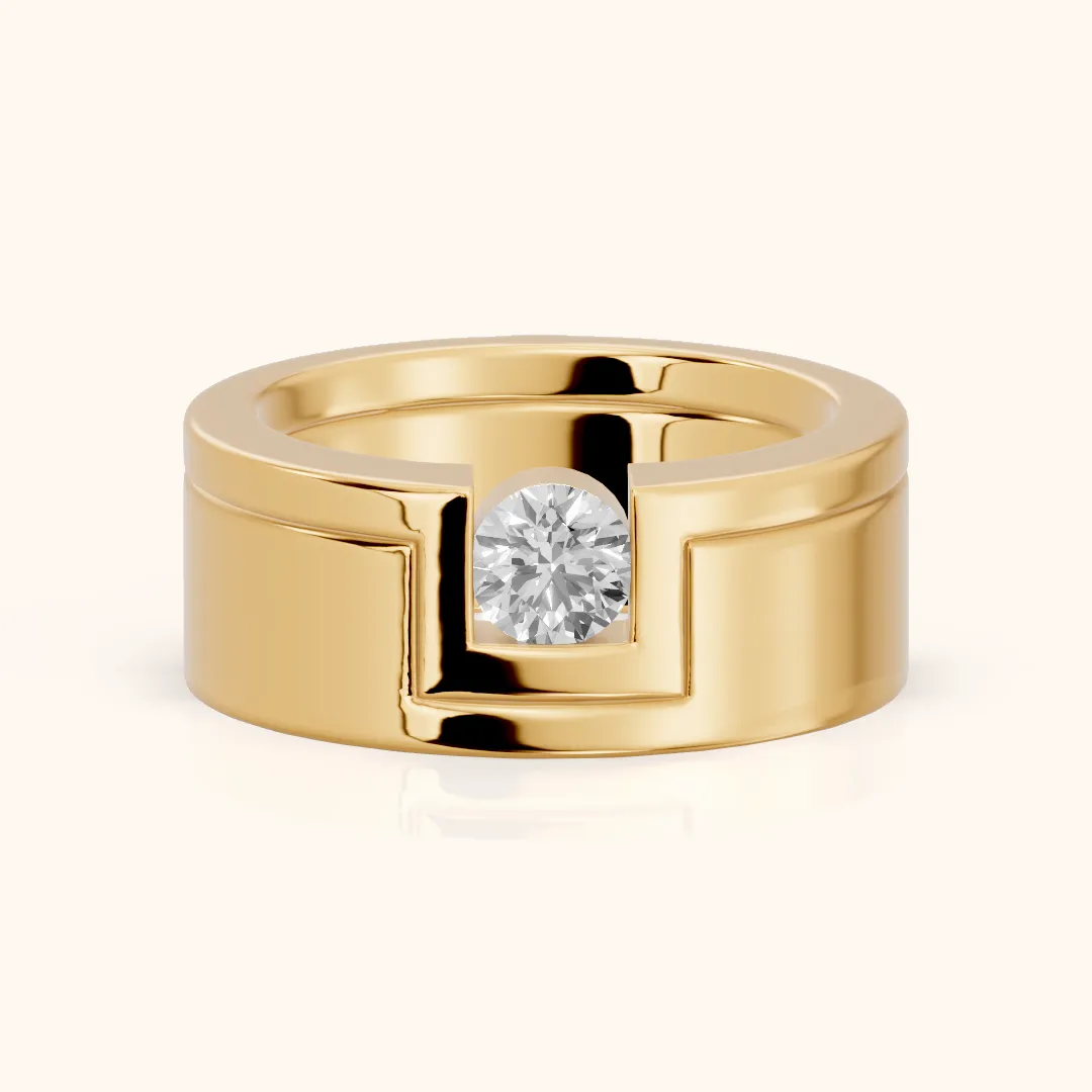 Marika Bezel Round Diamond Wedding Band in Yellow Gold — view 2