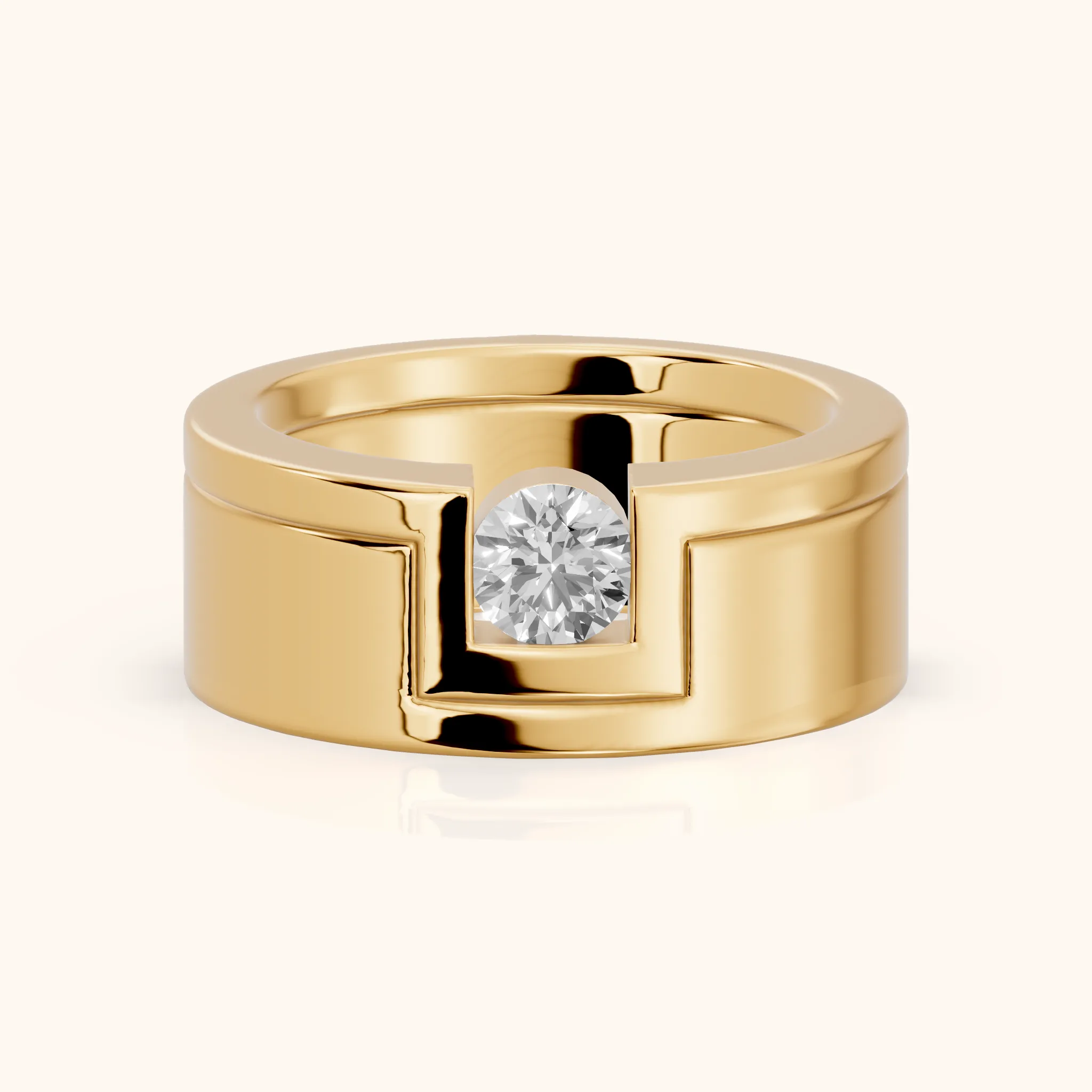 Marika Bezel Round Diamond Wedding Band in Yellow Gold — view 1