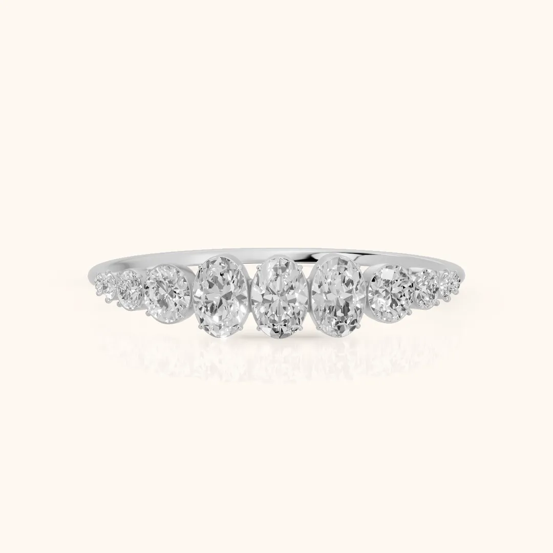 Nerea Riviera Oval & Round Diamond Wedding Band in Platinum — view 2