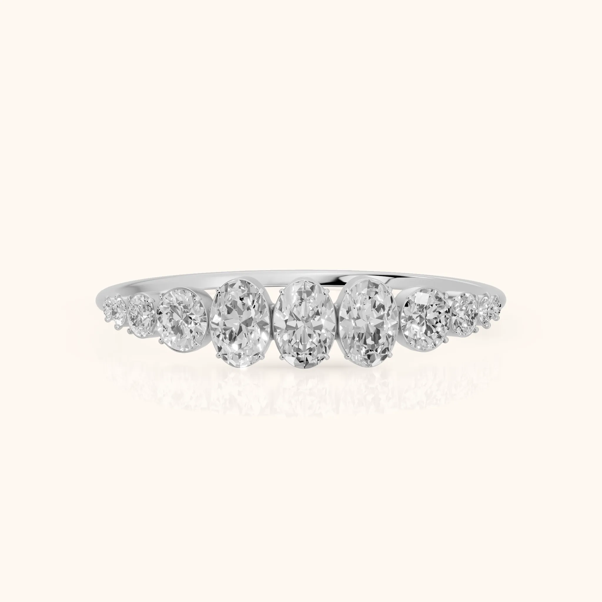 Nerea Riviera Oval & Round Diamond Wedding Band in Platinum — view 1