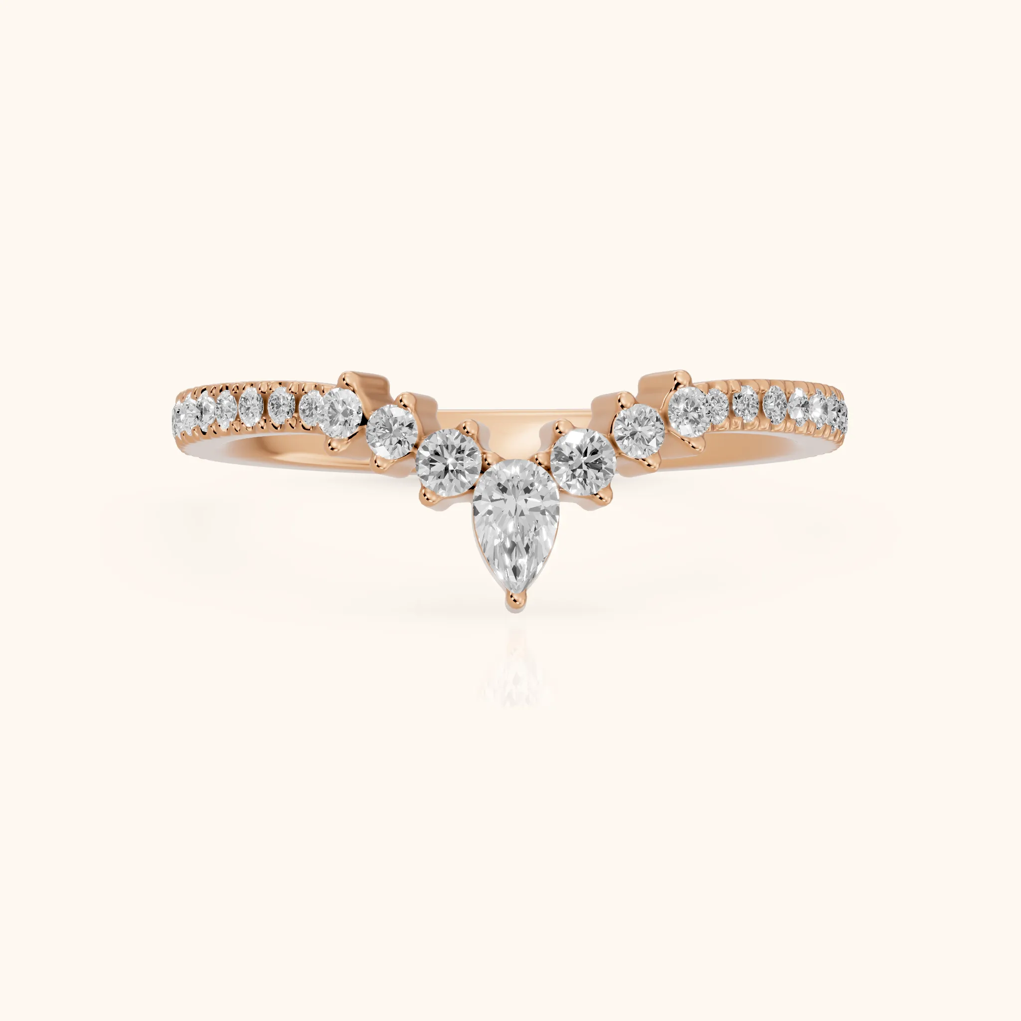 Diya Contour Pear & Round Diamond Stackable Ring in Rose Gold — view 1