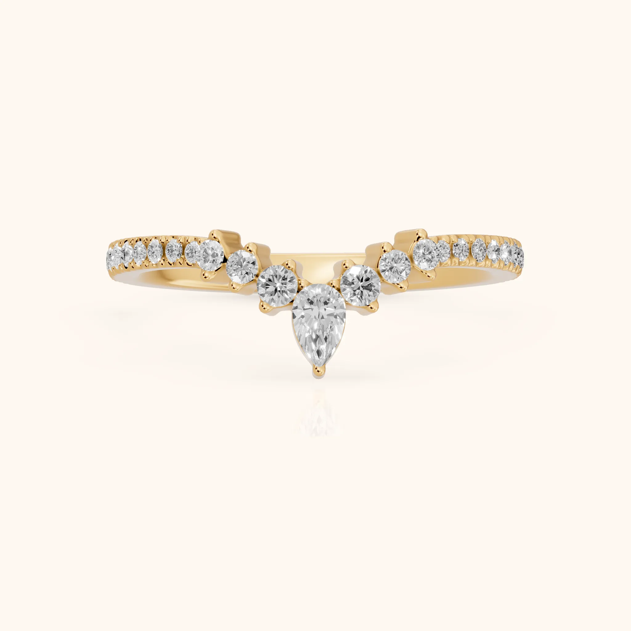 Diya Contour Pear & Round Diamond Stackable Ring in Yellow Gold — view 1