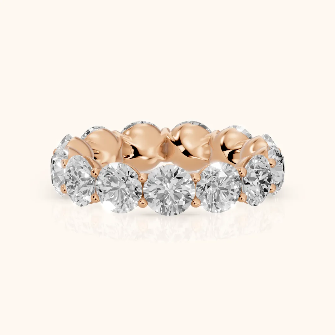 Aditi Claw Prong Round Diamond Eternity Band in Rose Gold — view 2