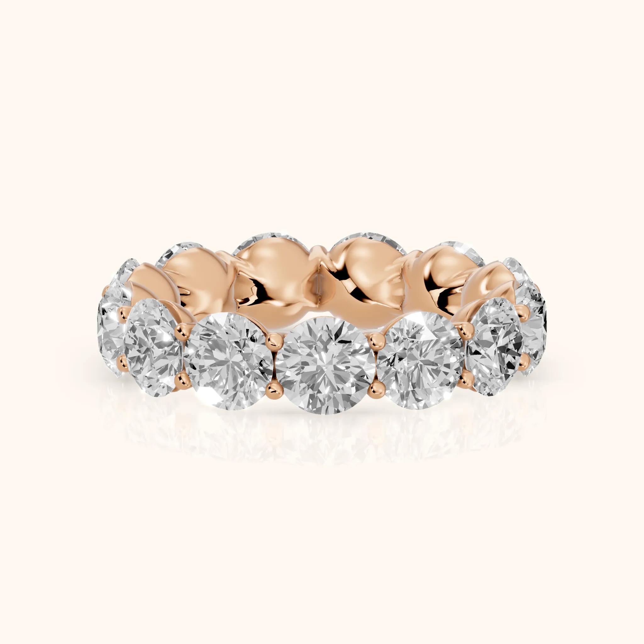 Aditi Claw Prong Round Diamond Eternity Band in Rose Gold — view 1
