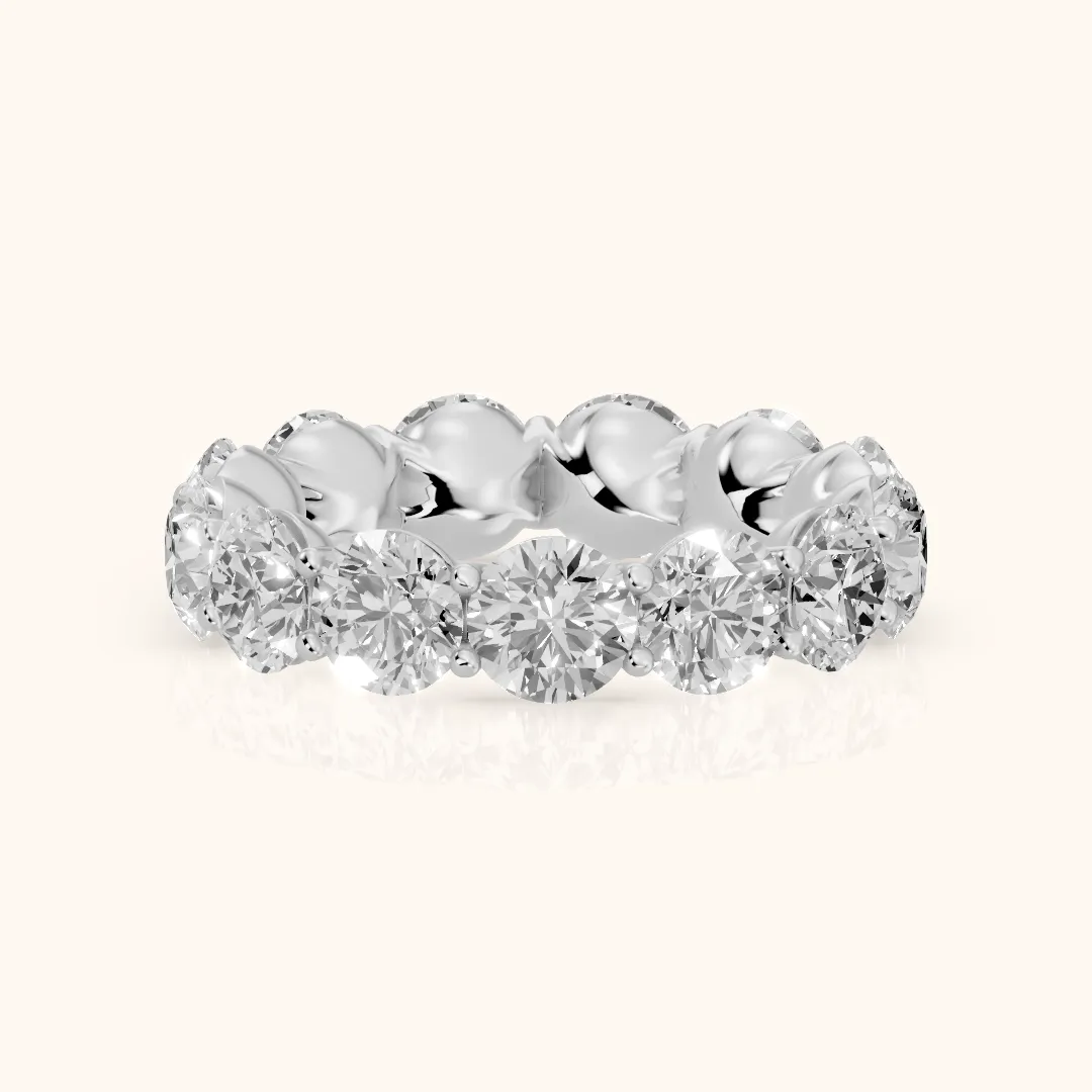 Aditi Claw Prong Round Diamond Eternity Band in Silver — view 2