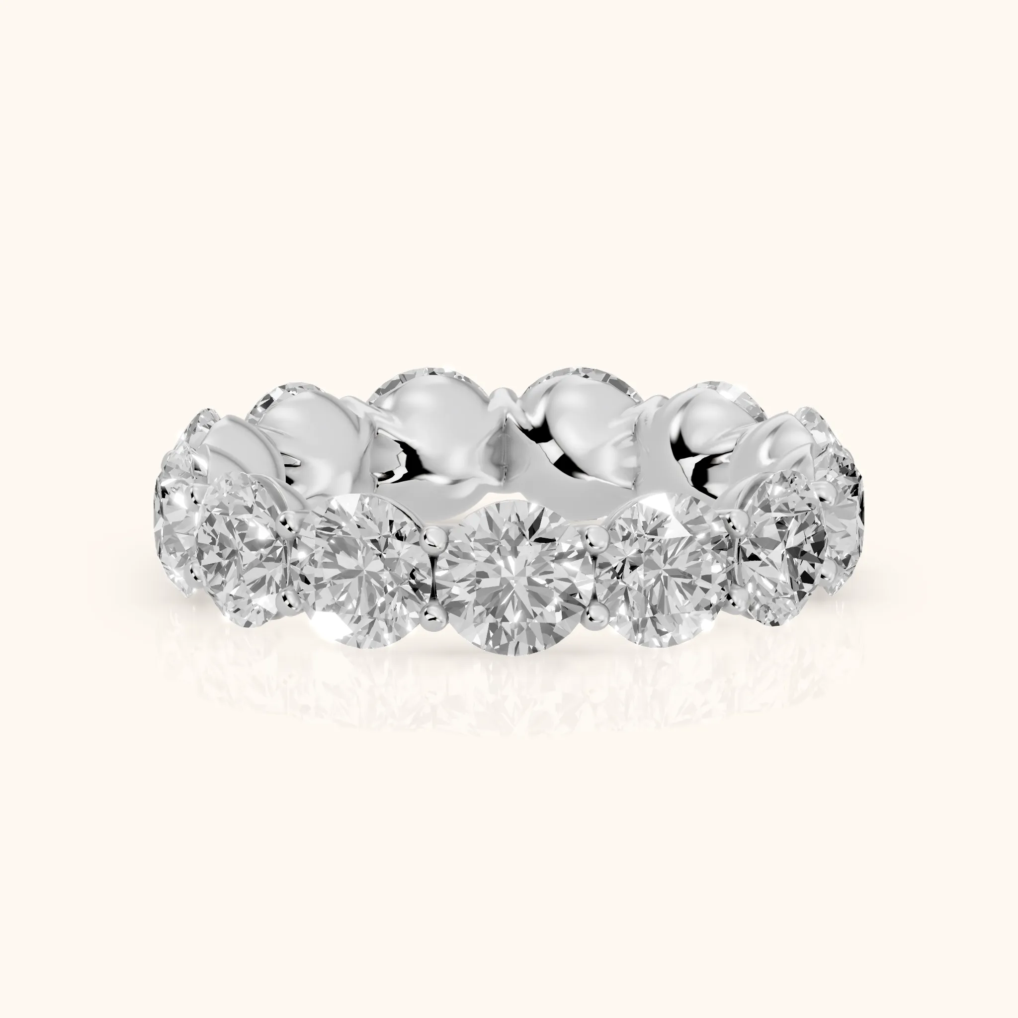 Aditi Claw Prong Round Diamond Eternity Band in Silver — view 1