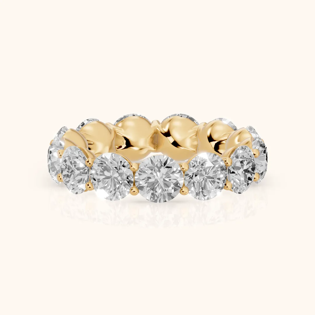 Aditi Claw Prong Round Diamond Eternity Band in Yellow Gold — view 2