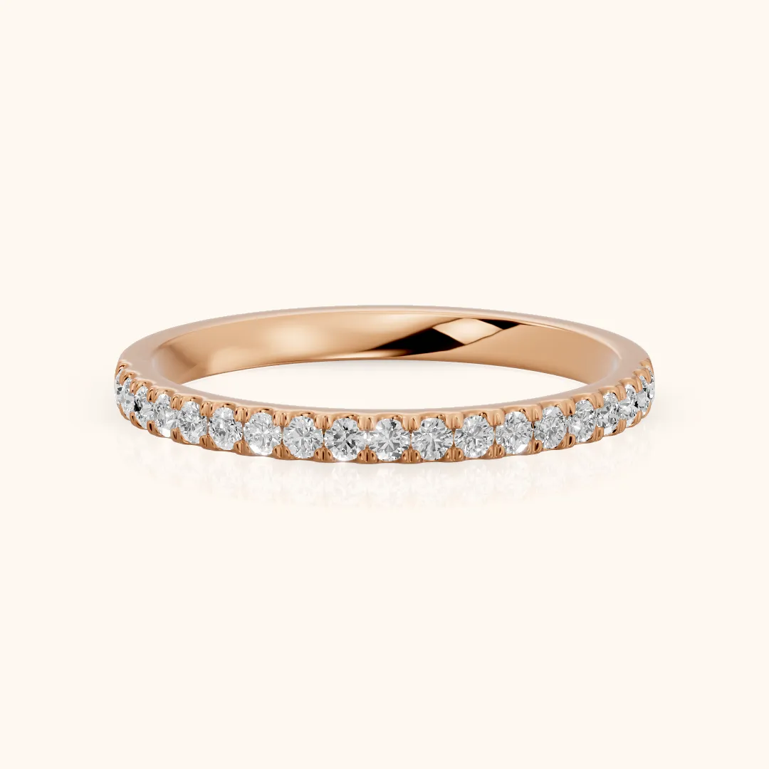 Avani French Pavé Round Diamond Half Eternity Band in Rose Gold — view 2