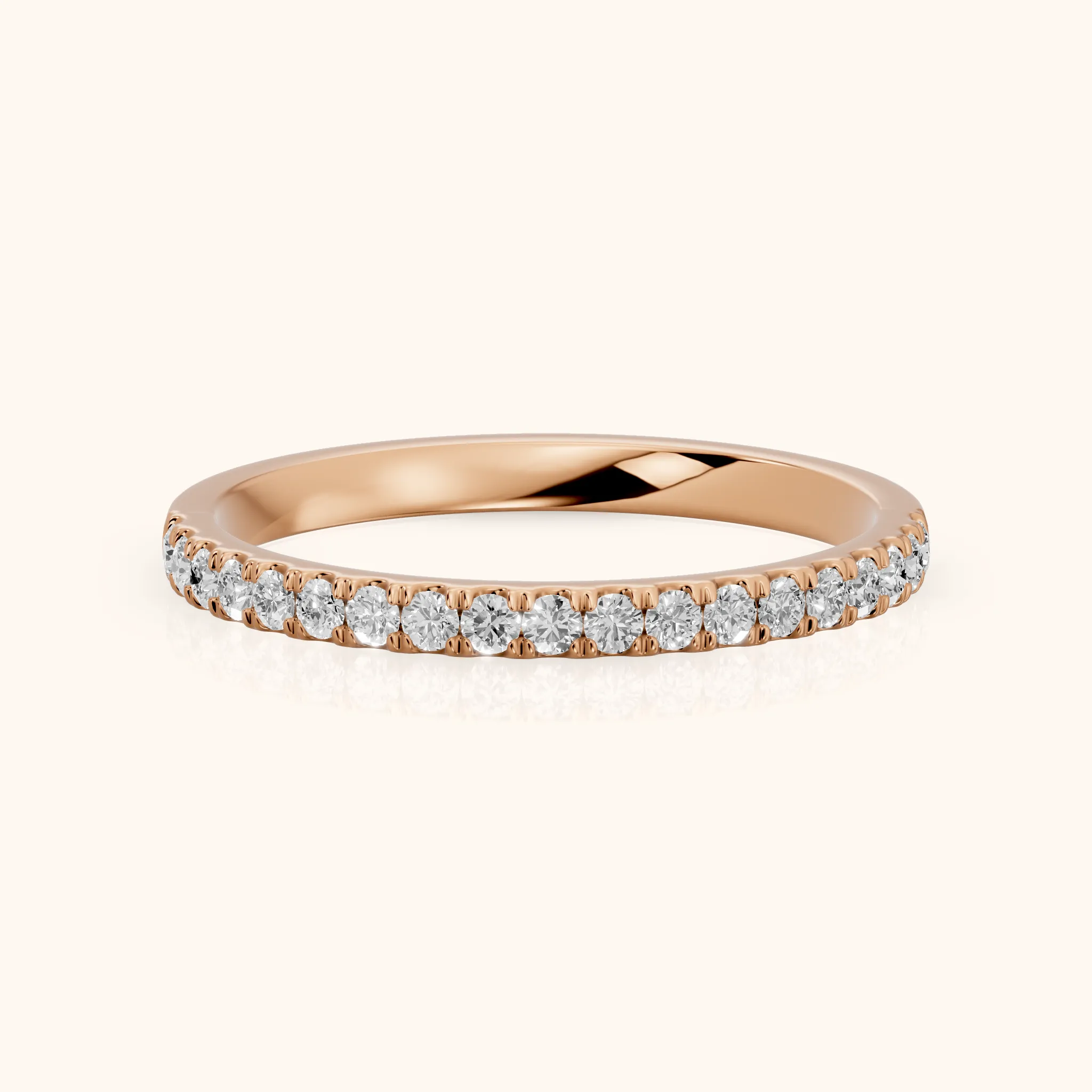 Avani French Pavé Round Diamond Half Eternity Band in Rose Gold — view 1
