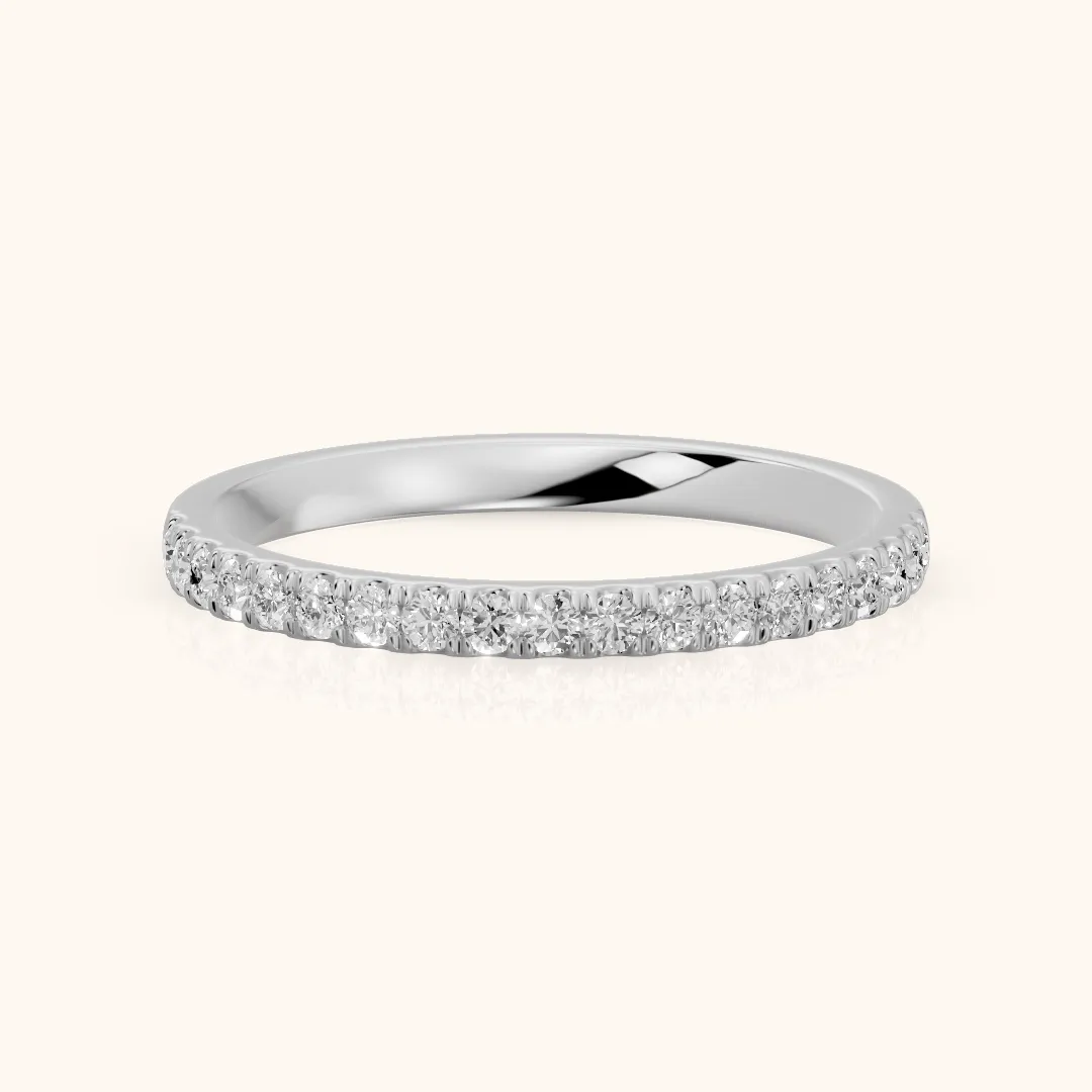 Avani French Pavé Round Diamond Half Eternity Band in White Gold — view 2