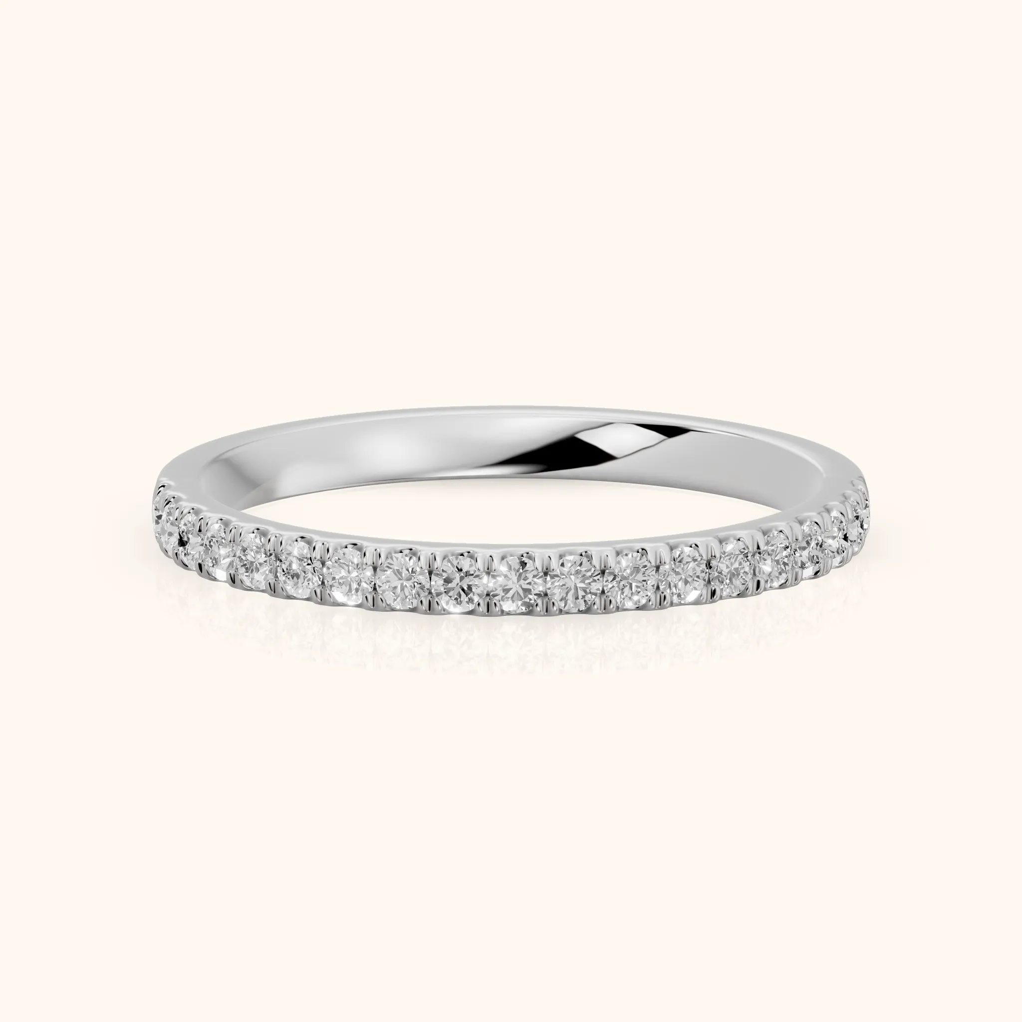 Avani French Pavé Round Diamond Half Eternity Band in White Gold — view 1