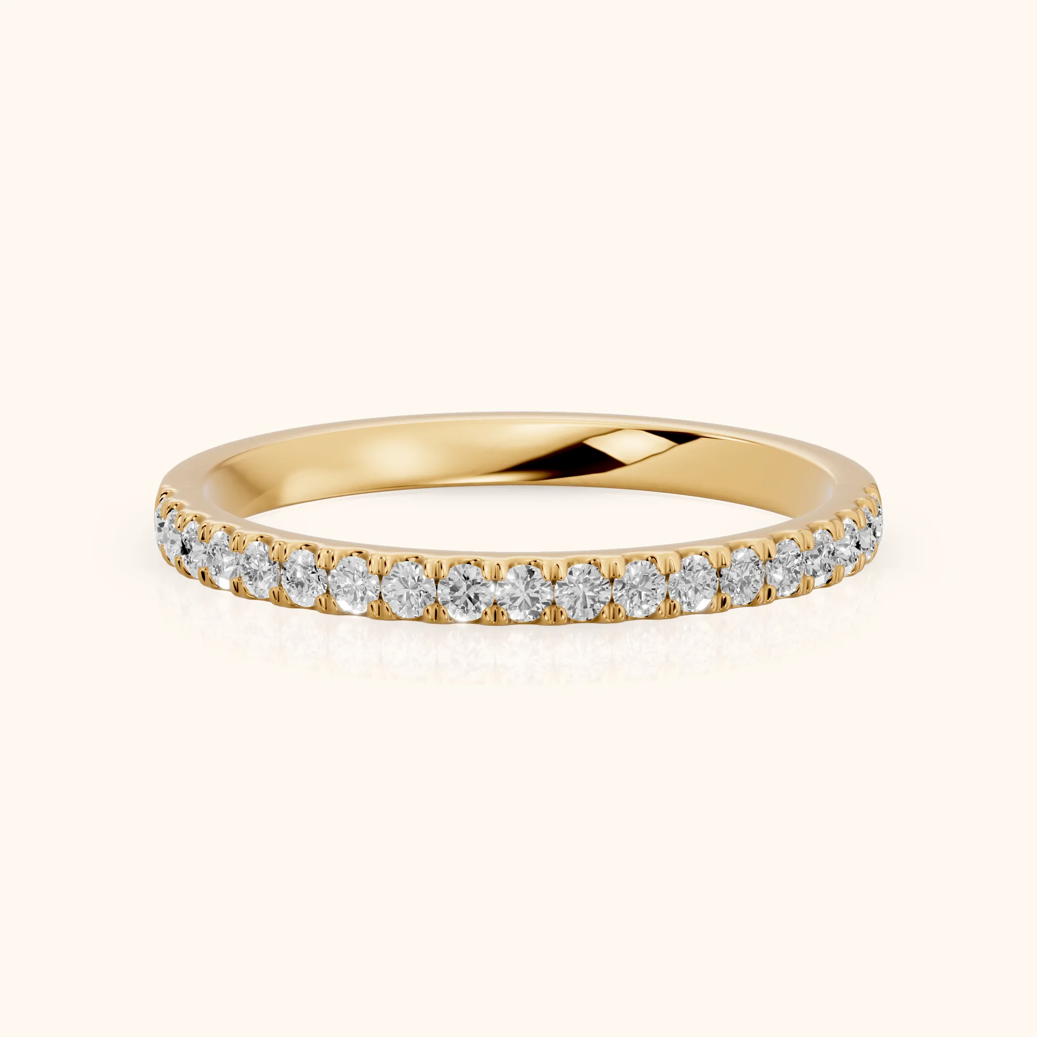 Avani French Pavé Round Diamond Half Eternity Band in Yellow Gold — view 1