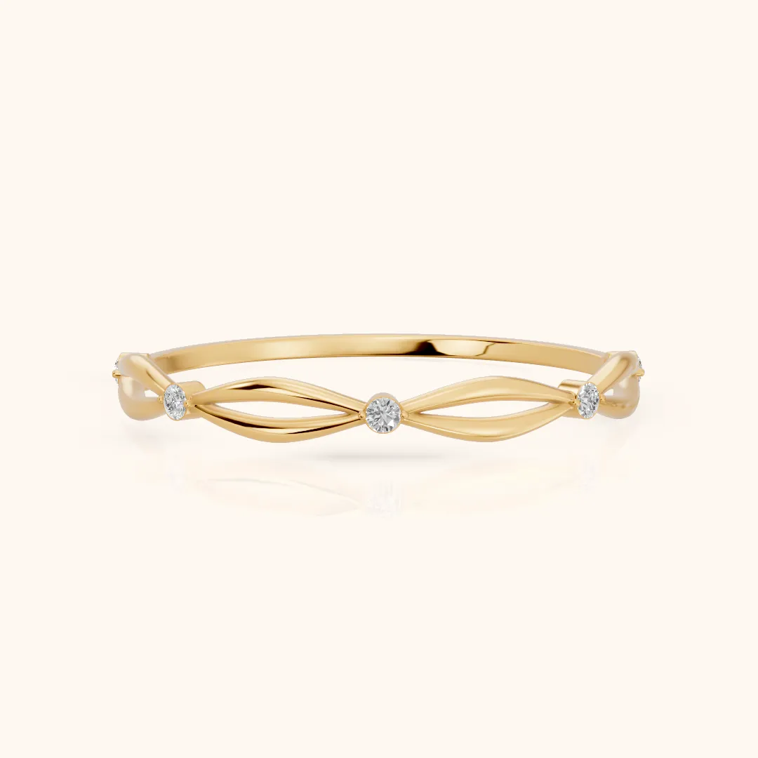 Clarissa Petite Twist Round Diamond Wedding Band in Yellow Gold — view 2
