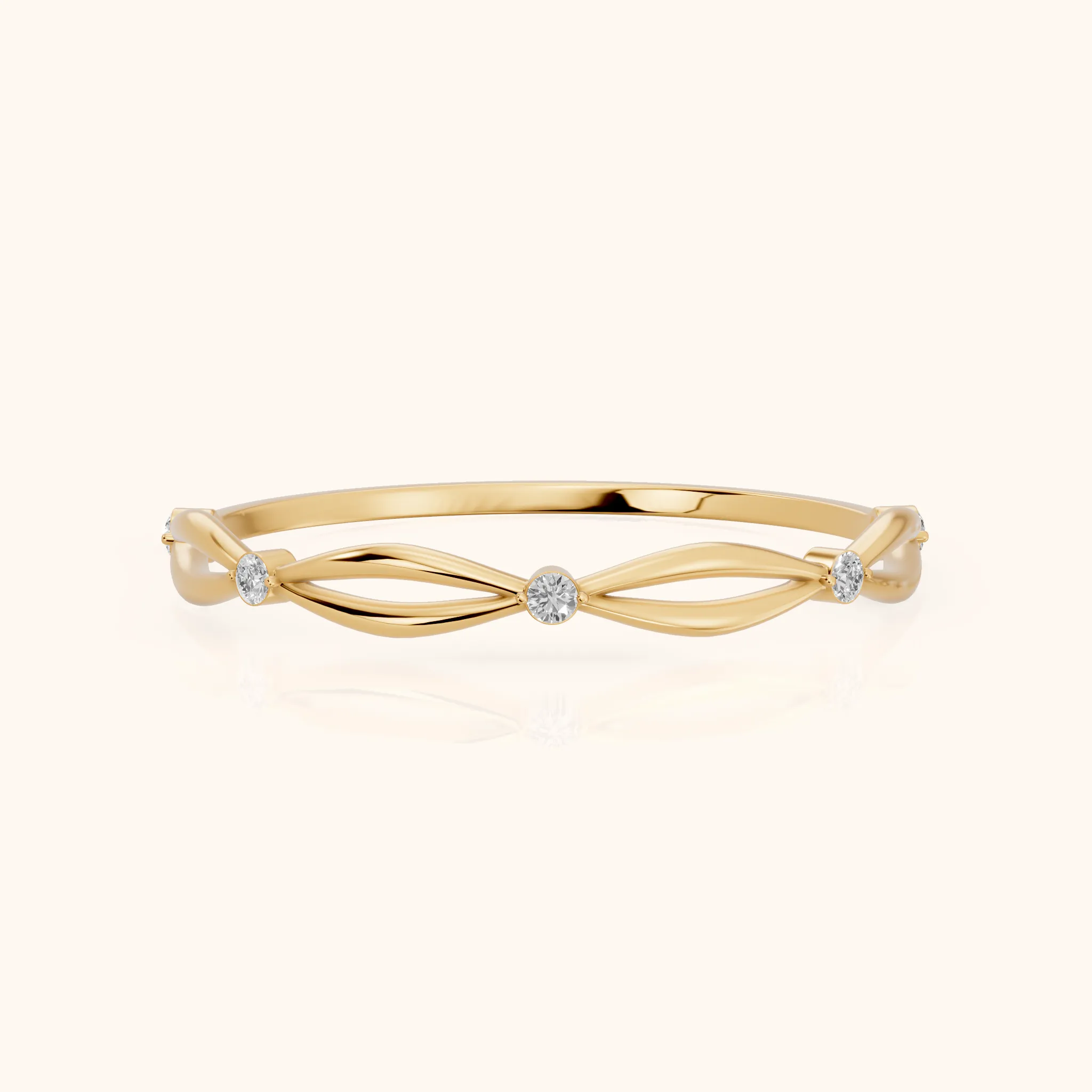 Clarissa Petite Twist Round Diamond Wedding Band in Yellow Gold — view 1