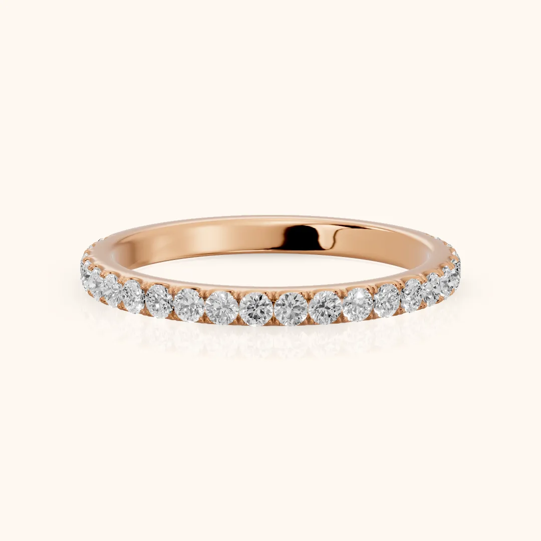 Jaya French Pavé Round Diamond Half Eternity Band in Rose Gold — view 2