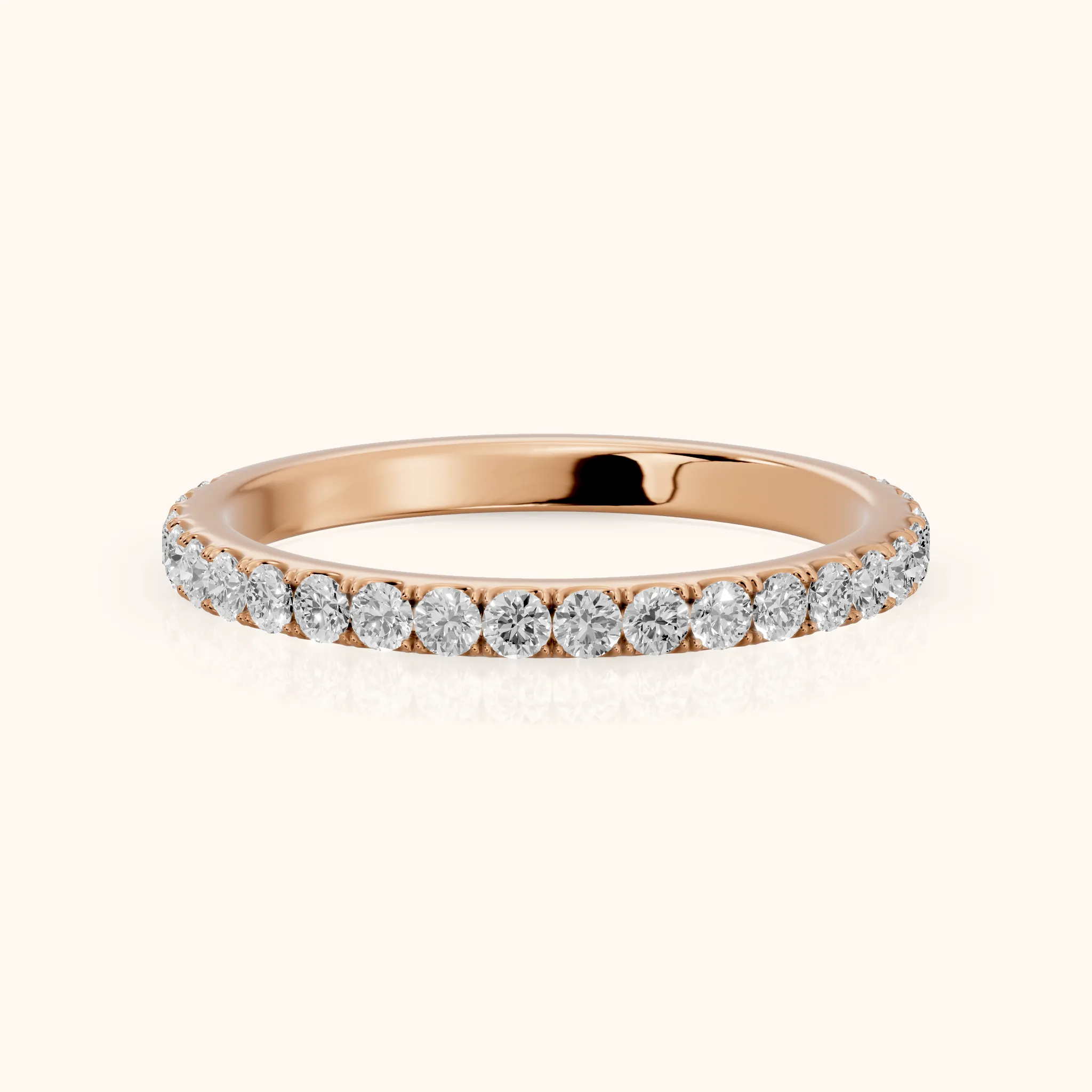 Jaya French Pavé Round Diamond Half Eternity Band in Rose Gold — view 1