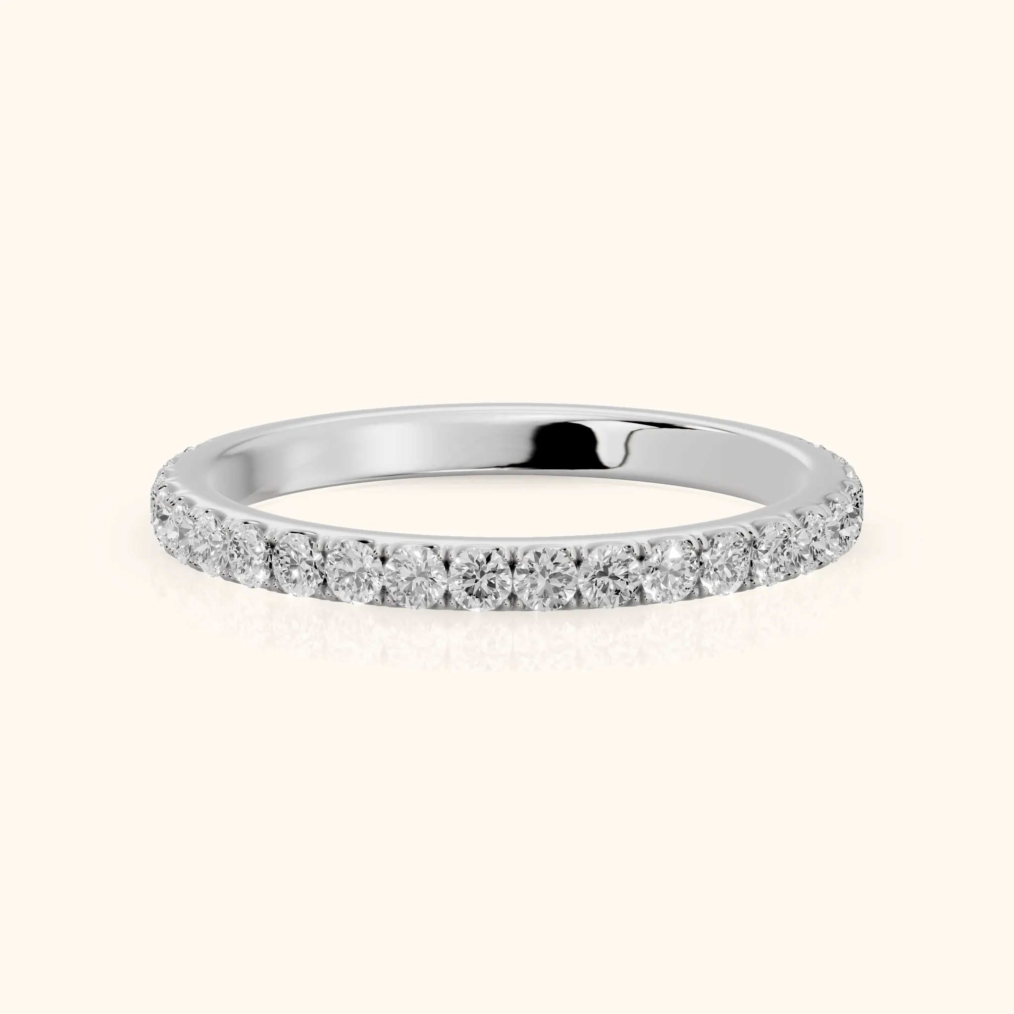 Jaya French Pavé Round Diamond Half Eternity Band in White Gold — view 1