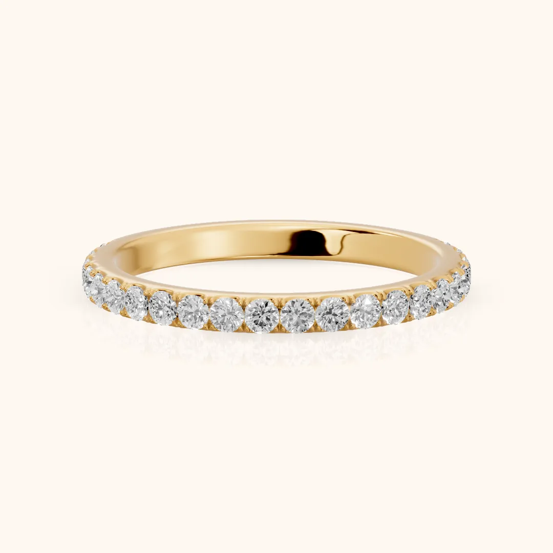 Jaya French Pavé Round Diamond Half Eternity Band in Yellow Gold — view 2