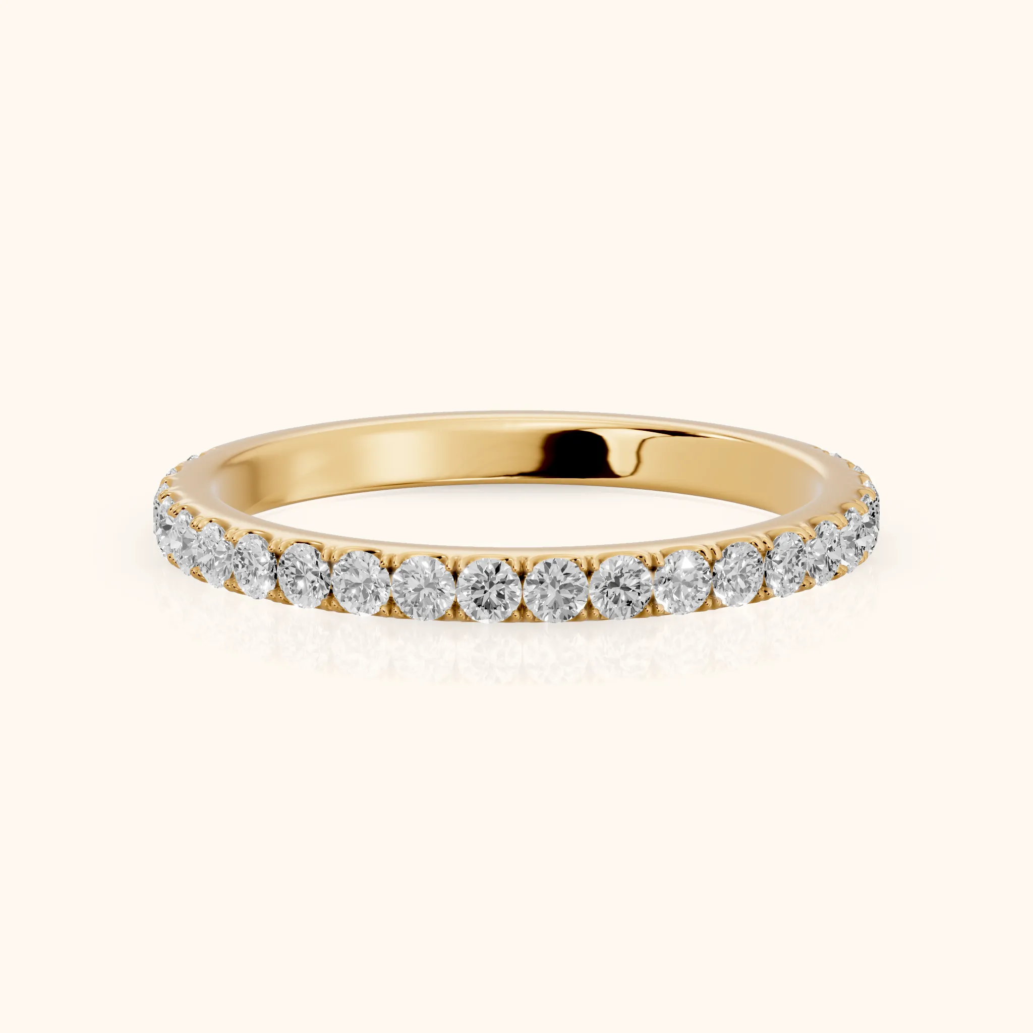 Jaya French Pavé Round Diamond Half Eternity Band in Yellow Gold — view 1