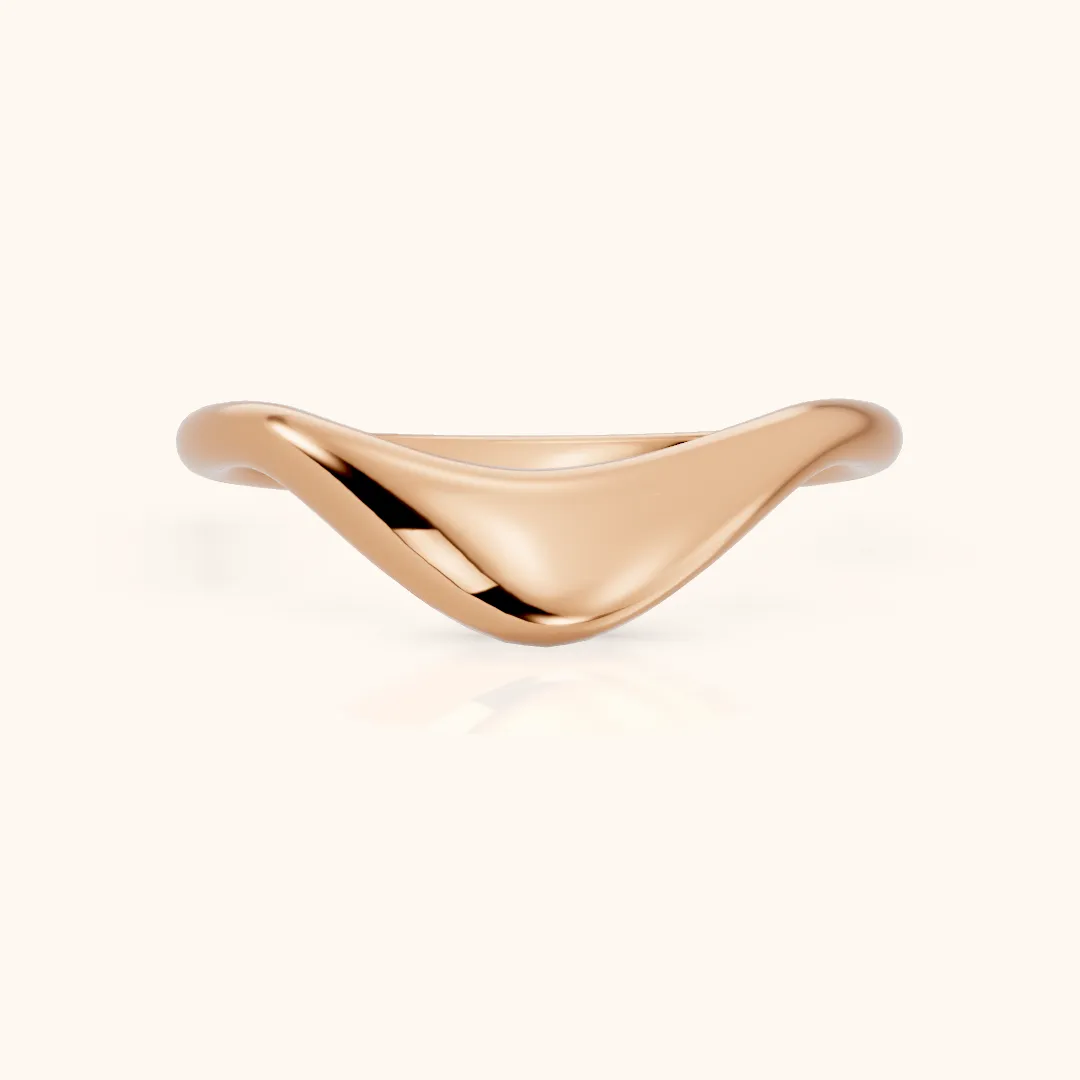 Kavya Curved Contour Wedding Band in Rose Gold — view 2