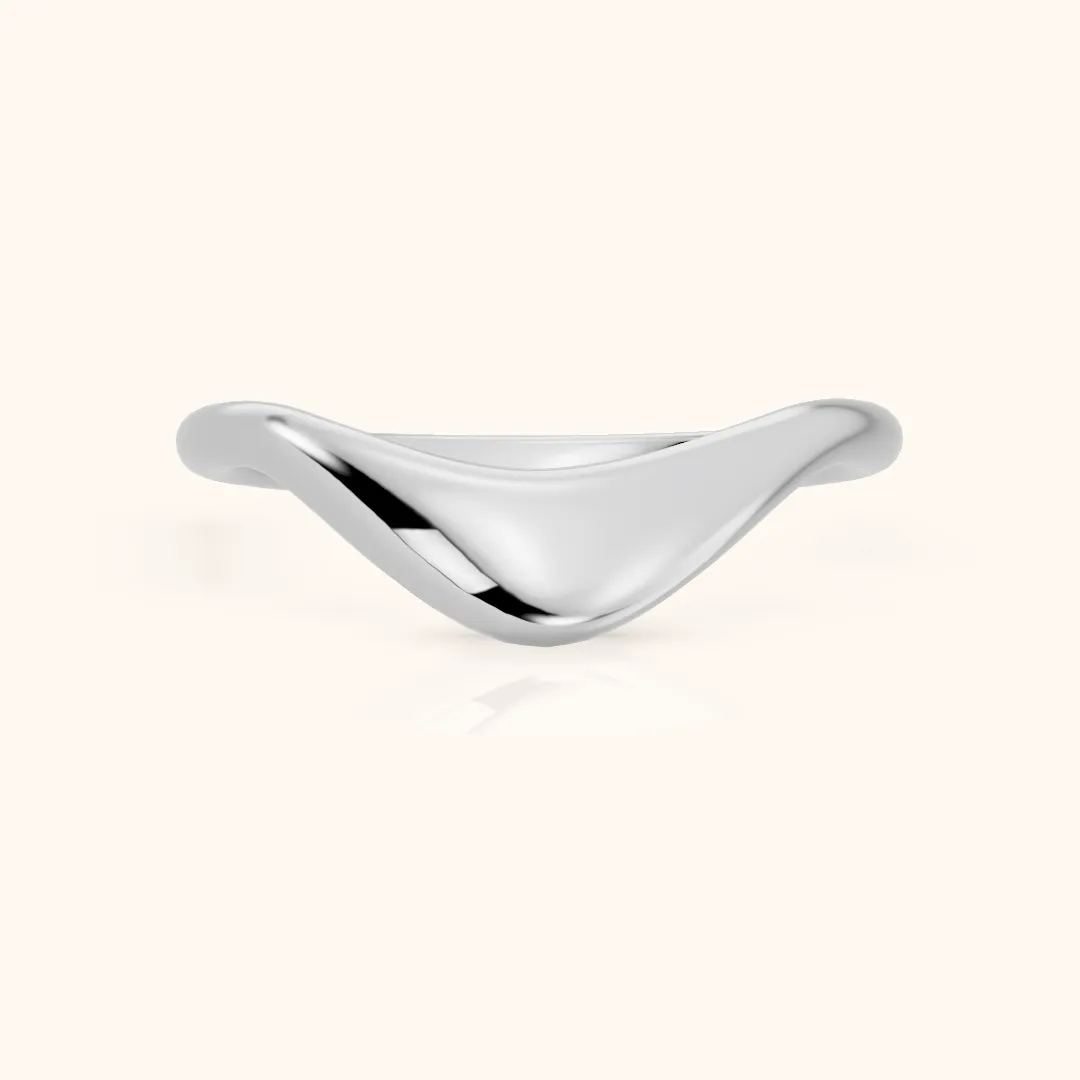 Kavya Curved Contour Wedding Band in Silver — view 2
