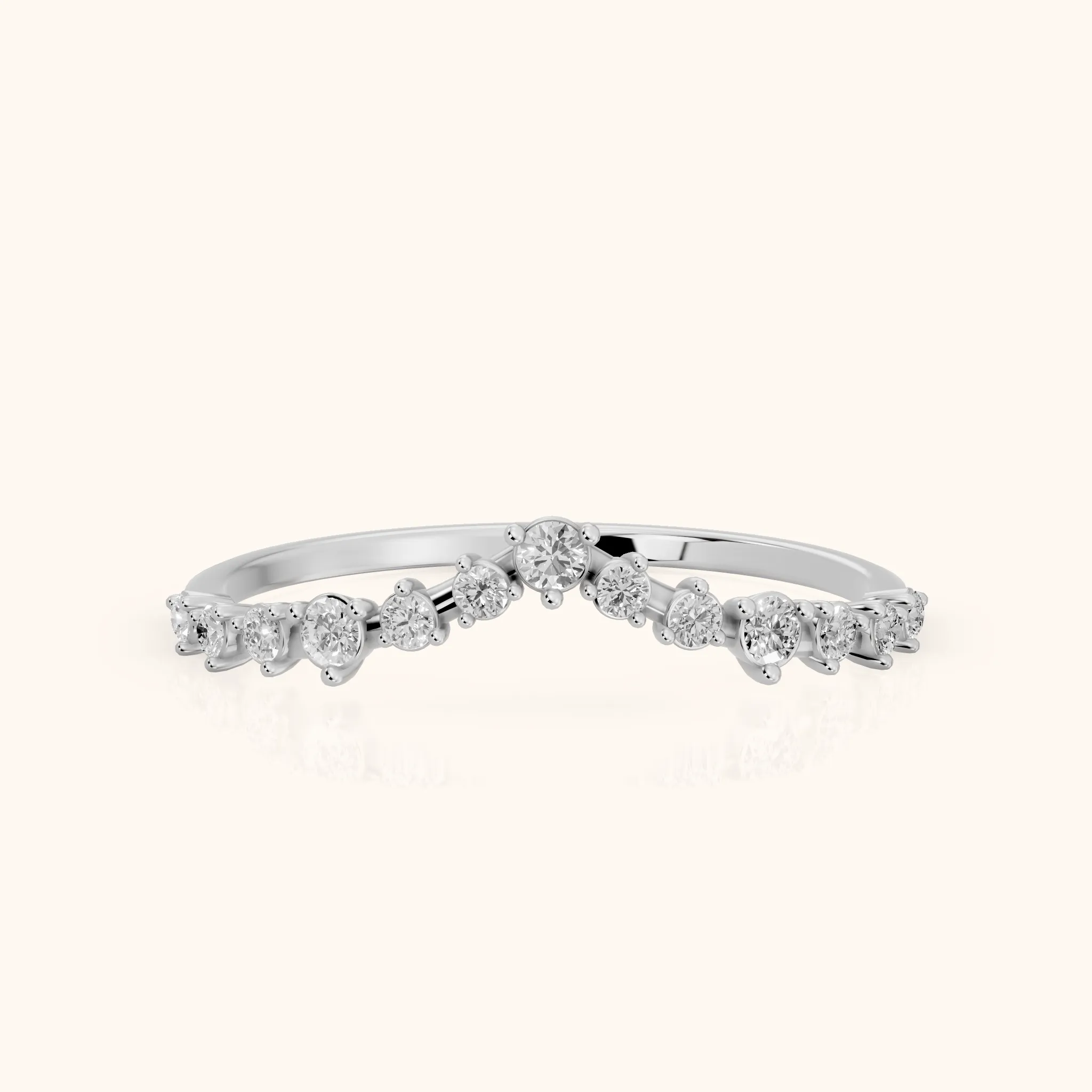 Naina Curved Round Diamond Wedding Band in Silver — view 1