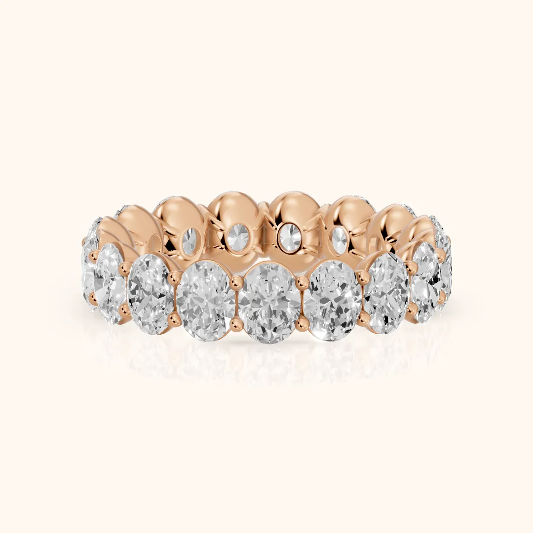 Neha Shared Prong Oval Diamond Eternity Band in Rose Gold — view 2