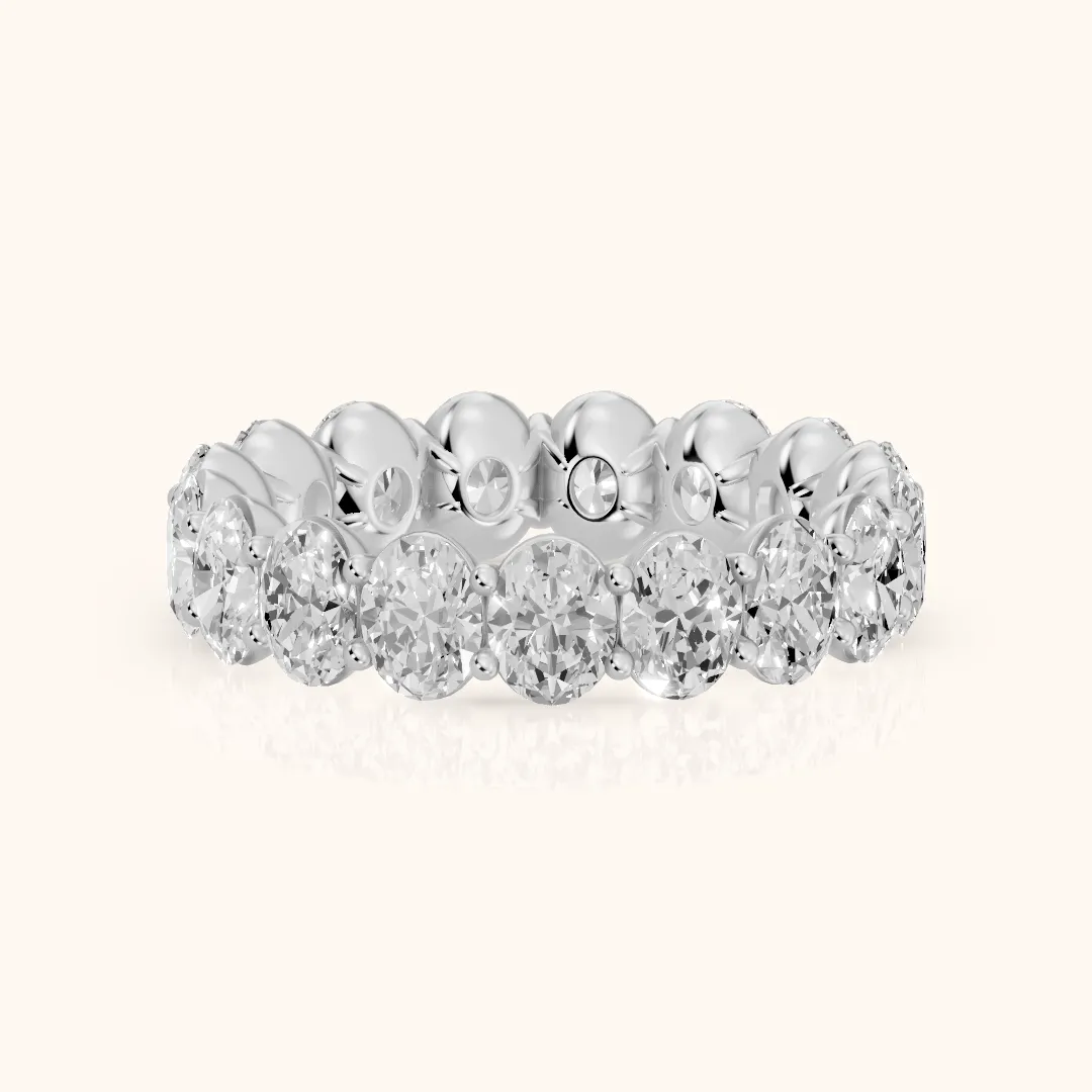 Neha Shared Prong Oval Diamond Eternity Band in Silver — view 2