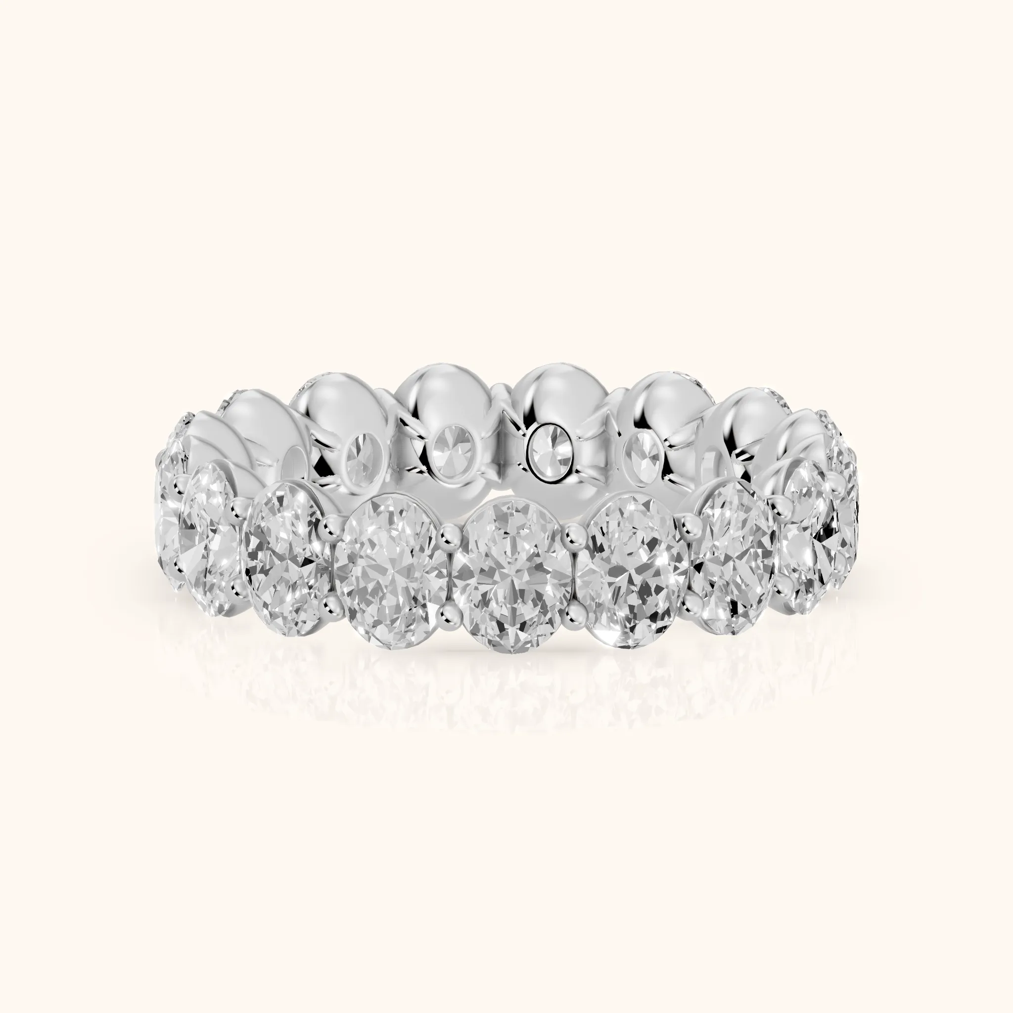 Neha Shared Prong Oval Diamond Eternity Band in Silver — view 1