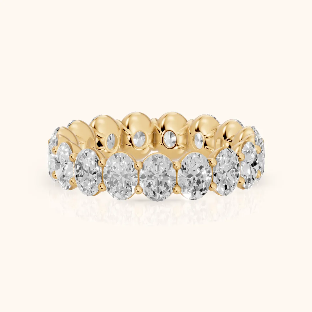 Neha Shared Prong Oval Diamond Eternity Band in Yellow Gold — view 2