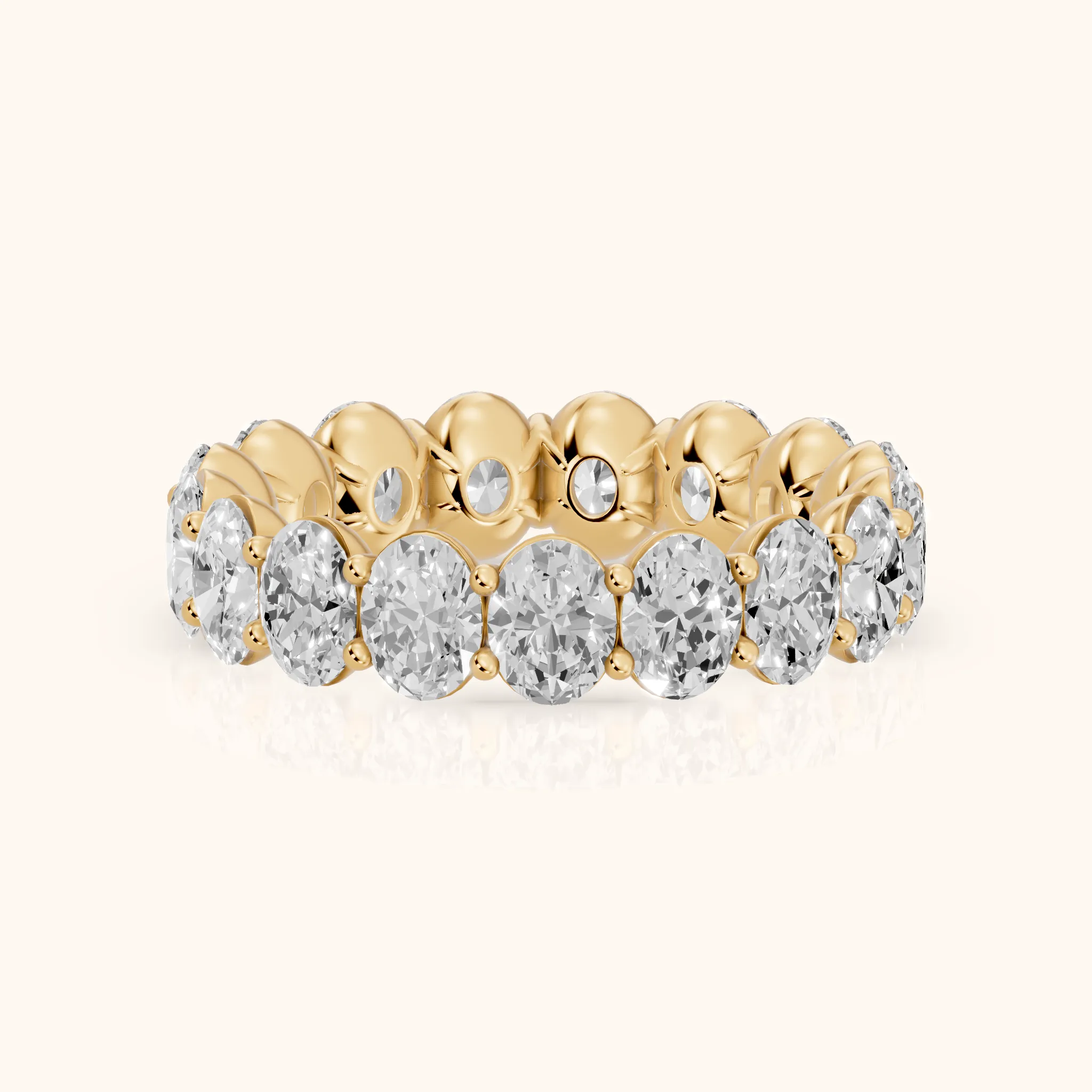 Neha Shared Prong Oval Diamond Eternity Band in Yellow Gold — view 1