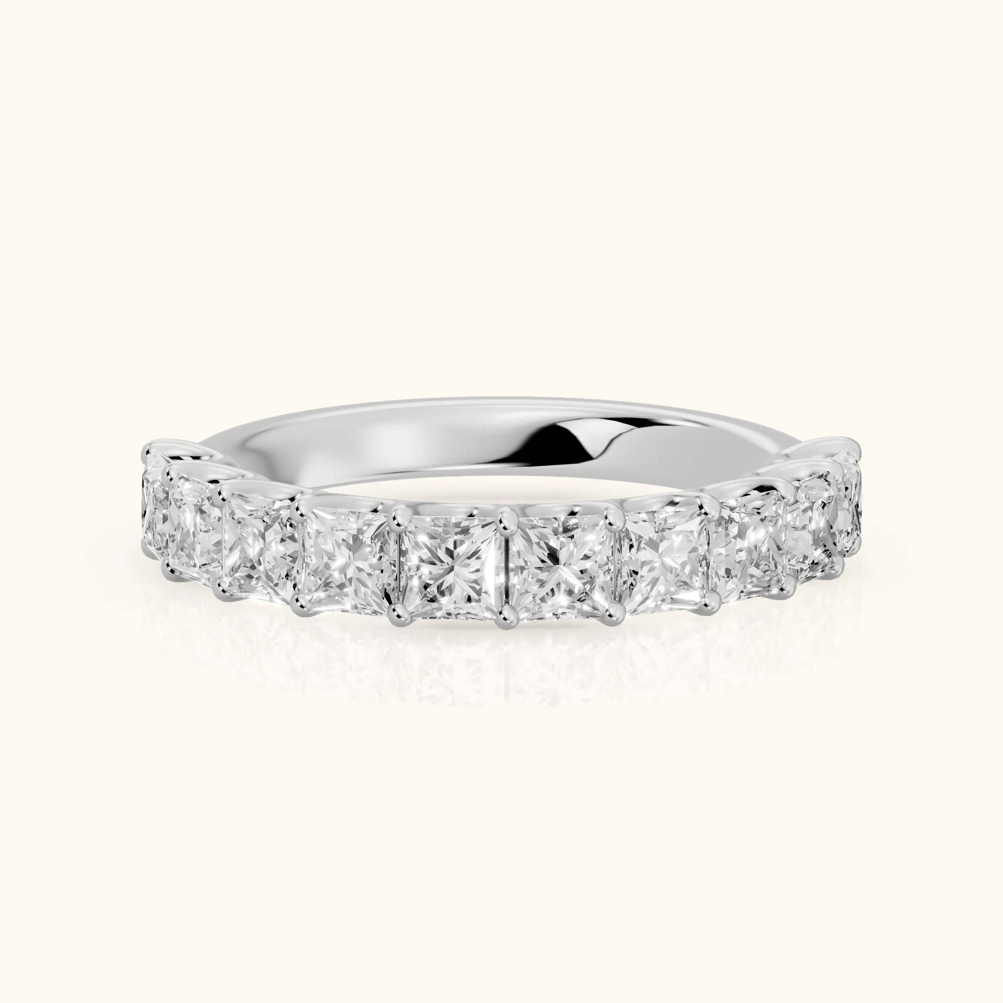 Pia Shared Prong Princess Diamond Half Eternity Band in Silver — view 1