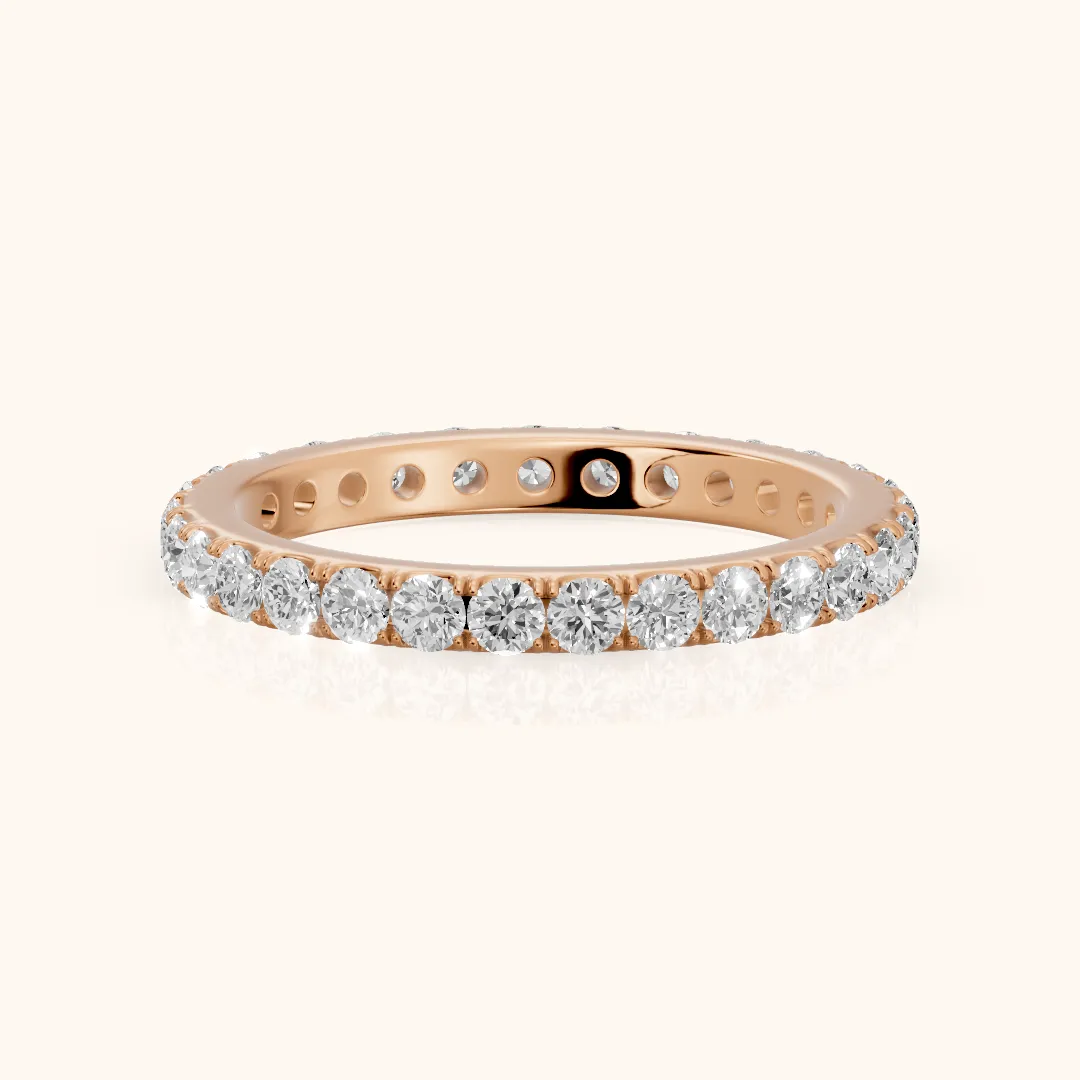 Blair French Pavé Round Diamond Eternity Band in Rose Gold — view 2