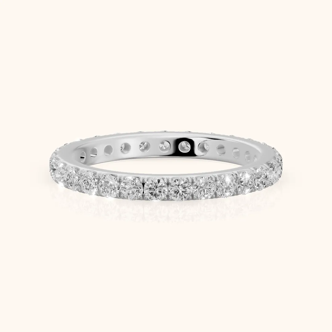 Ruhi French Pavé Round Diamond Eternity Band in Platinum — view 2