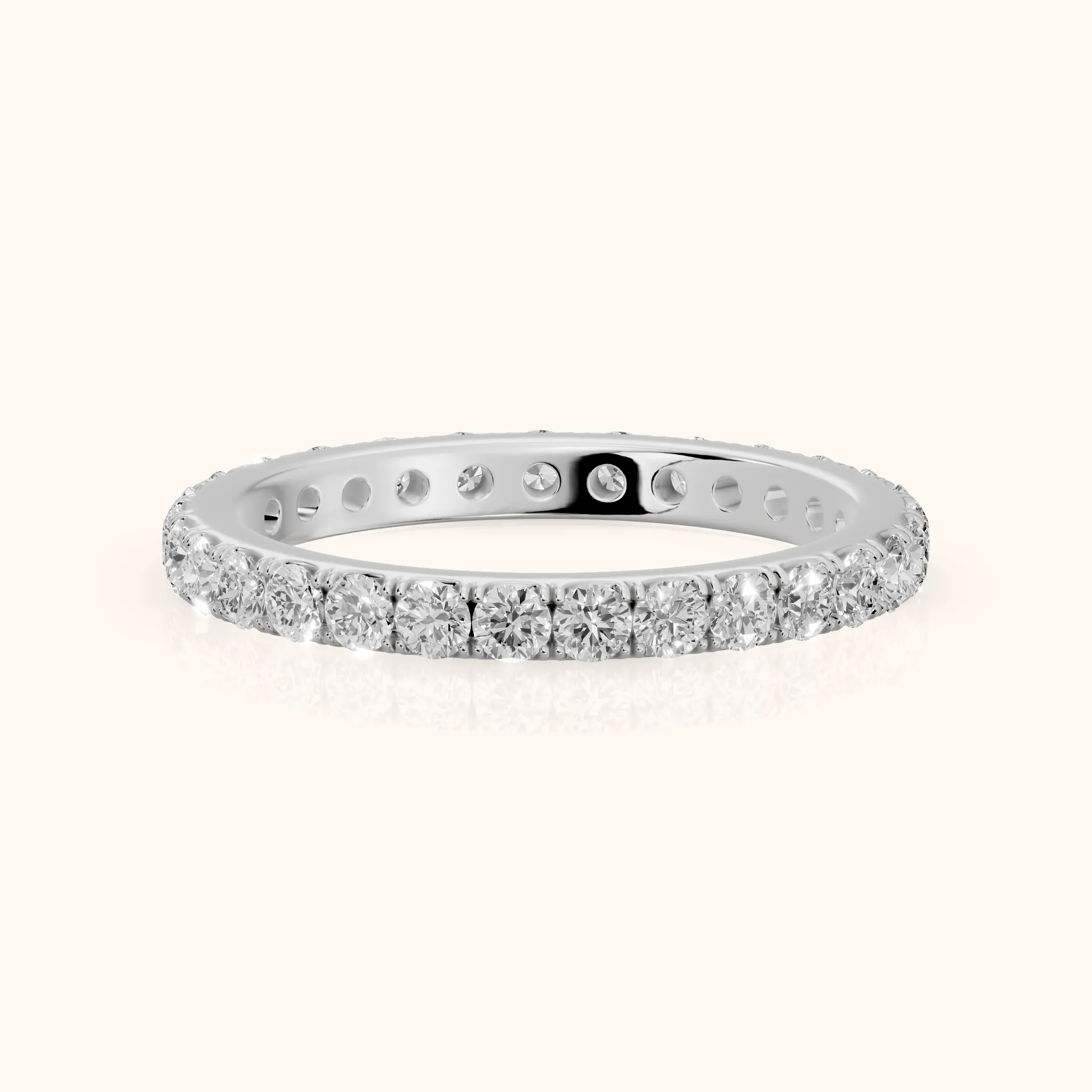 Ruhi French Pavé Round Diamond Eternity Band in Platinum — view 1