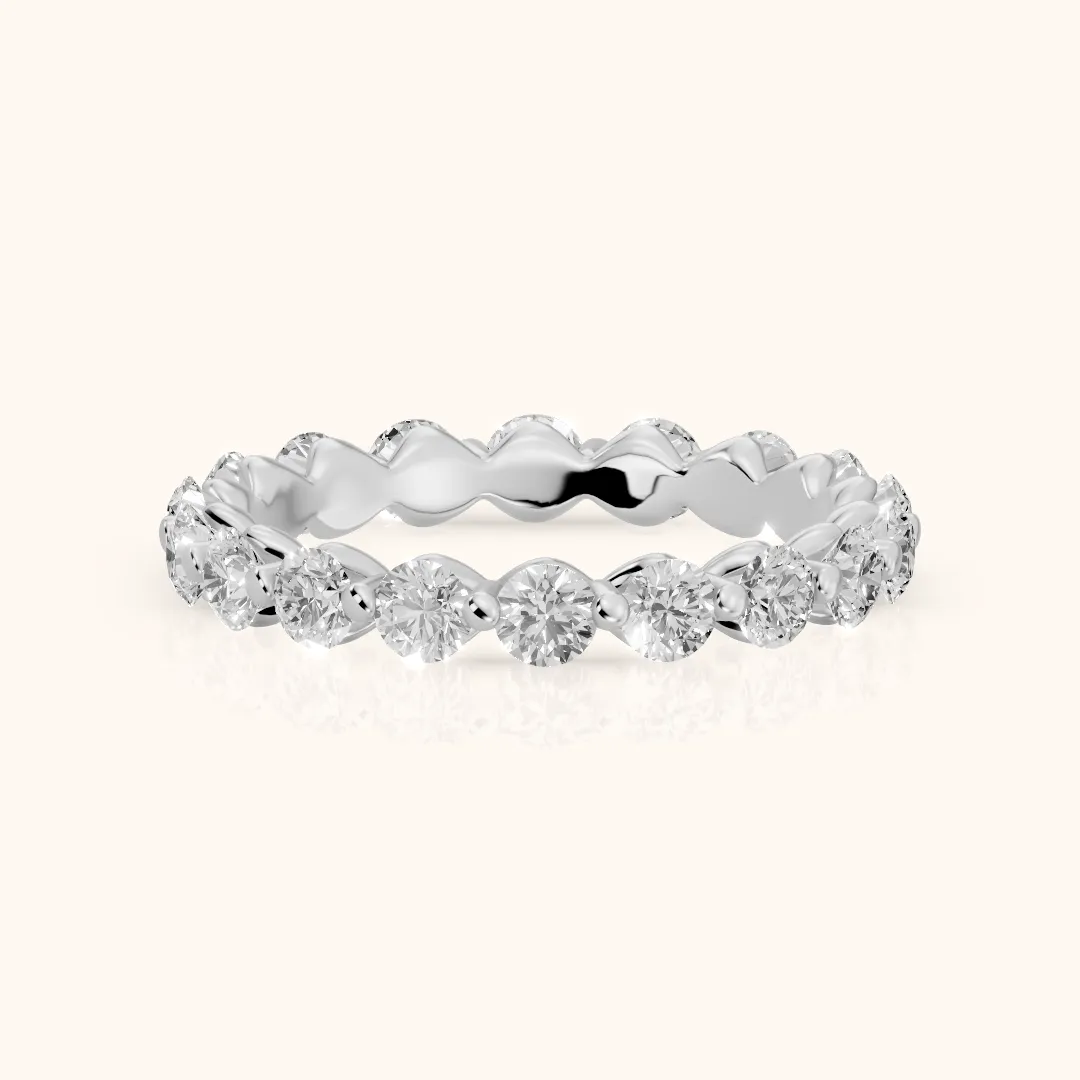 Roshni Shared Prong Round Diamond Eternity Band in Silver — view 2