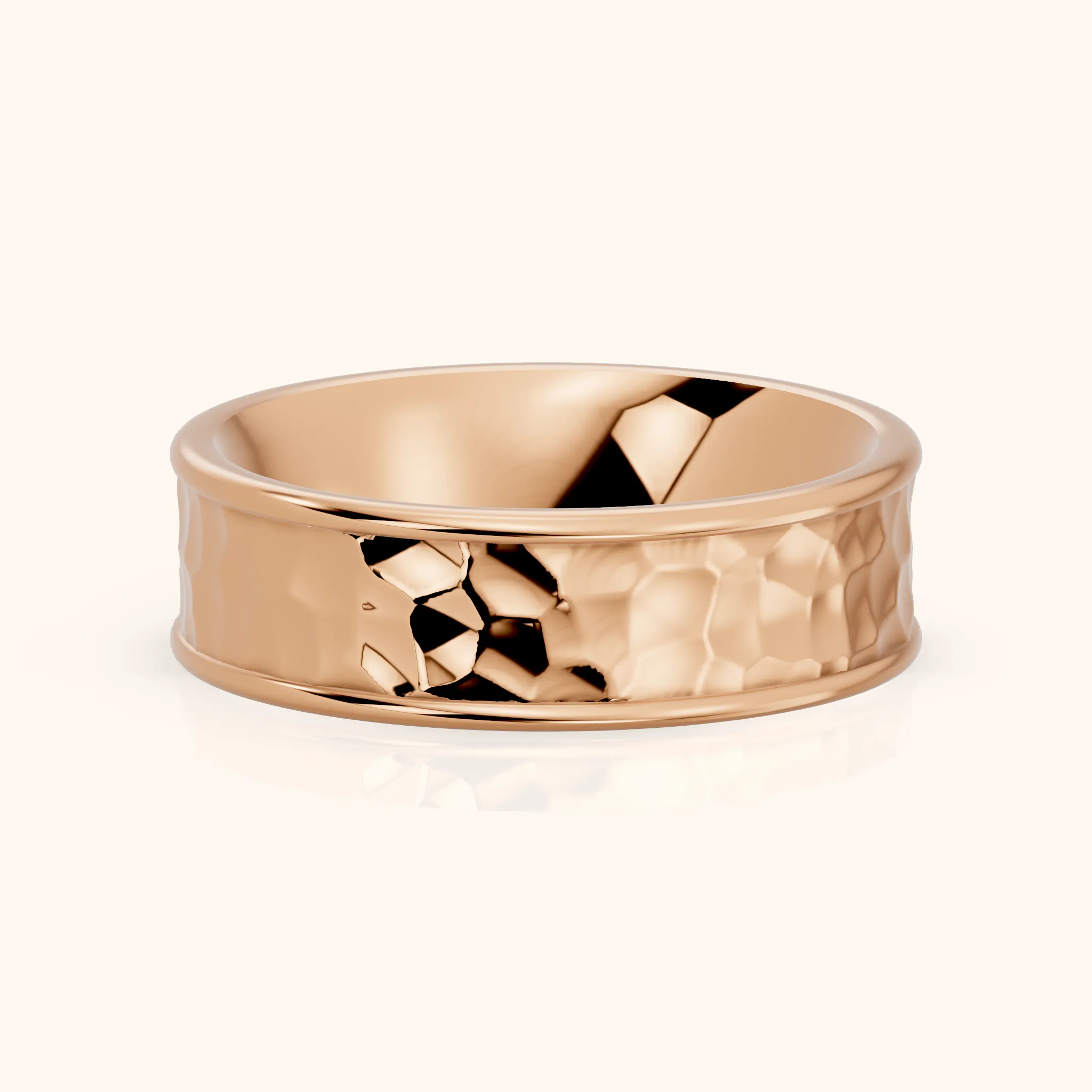 Sahana Hammered Step Edge Wedding Band in Rose Gold — view 1
