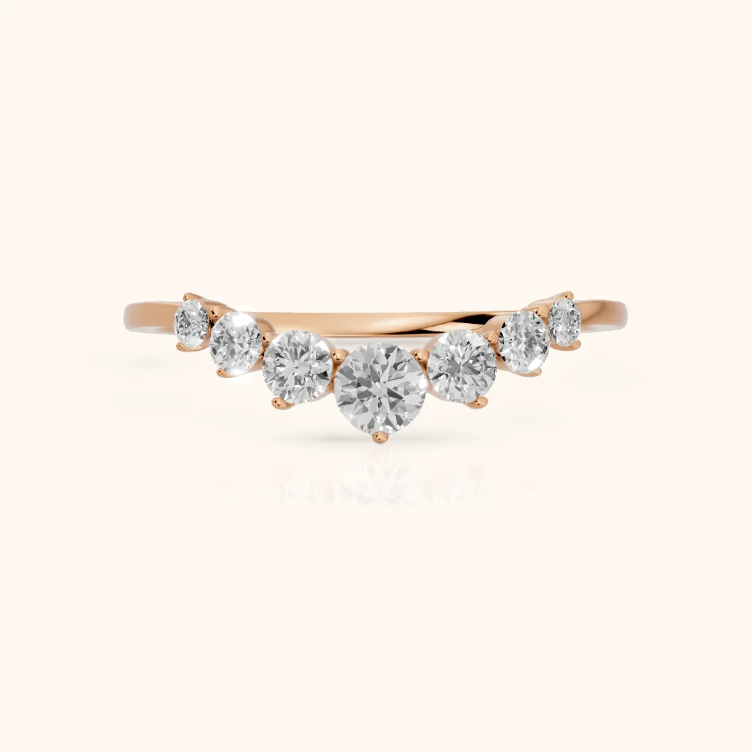 Saira Contour Round Diamond Wedding Band in Rose Gold — view 2