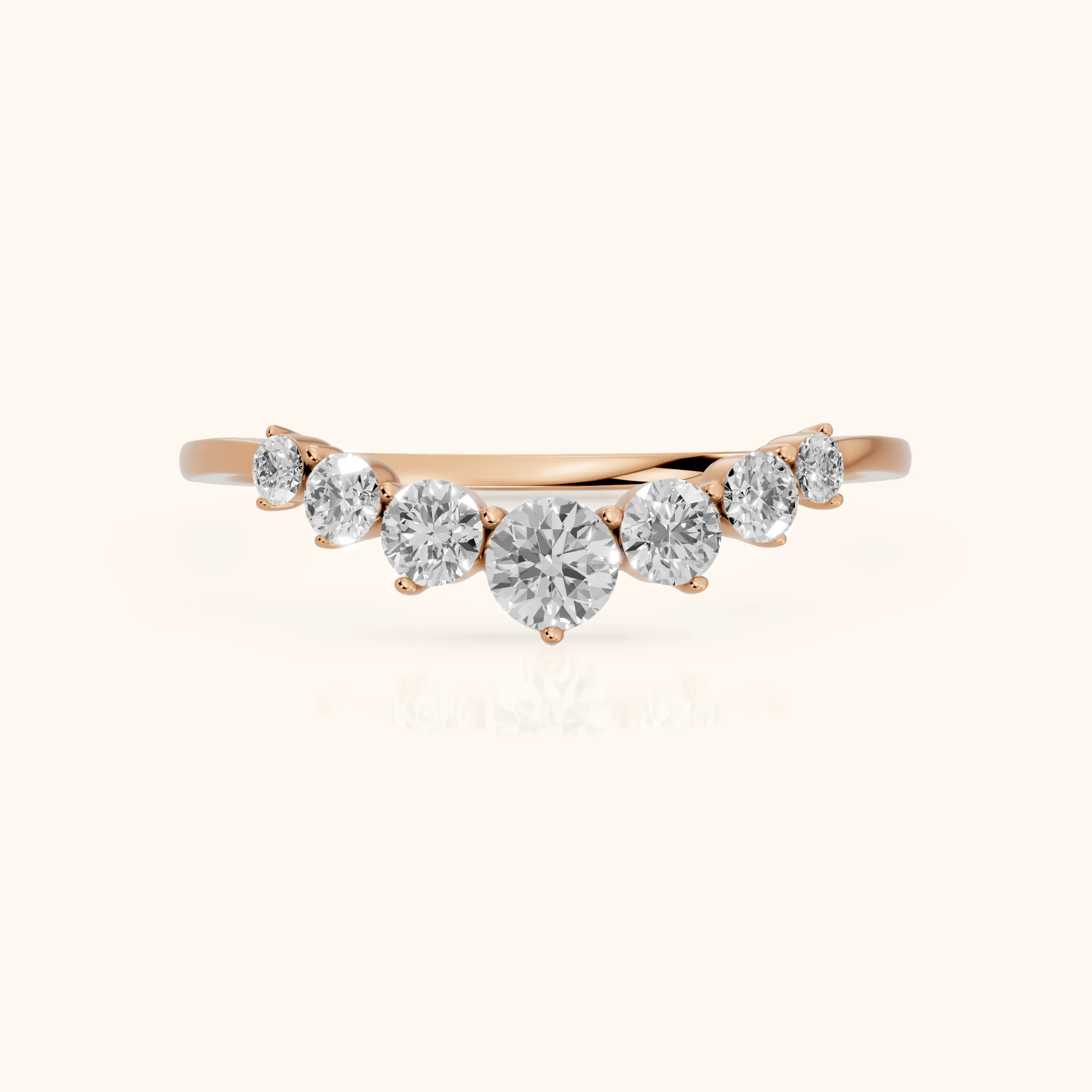 Saira Contour Round Diamond Wedding Band in Rose Gold — view 1