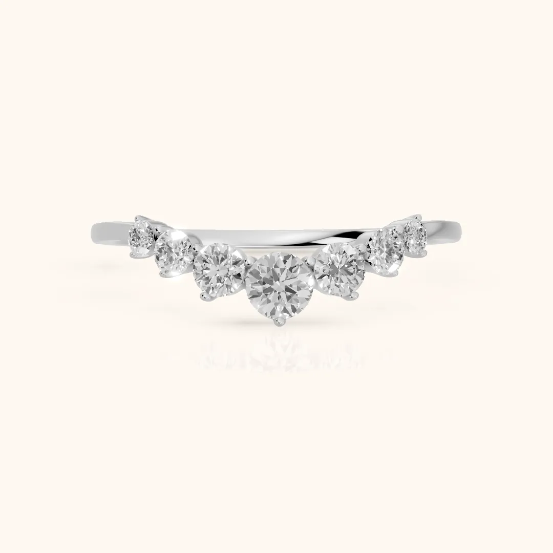 Saira Contour Round Diamond Wedding Band in Silver — view 2