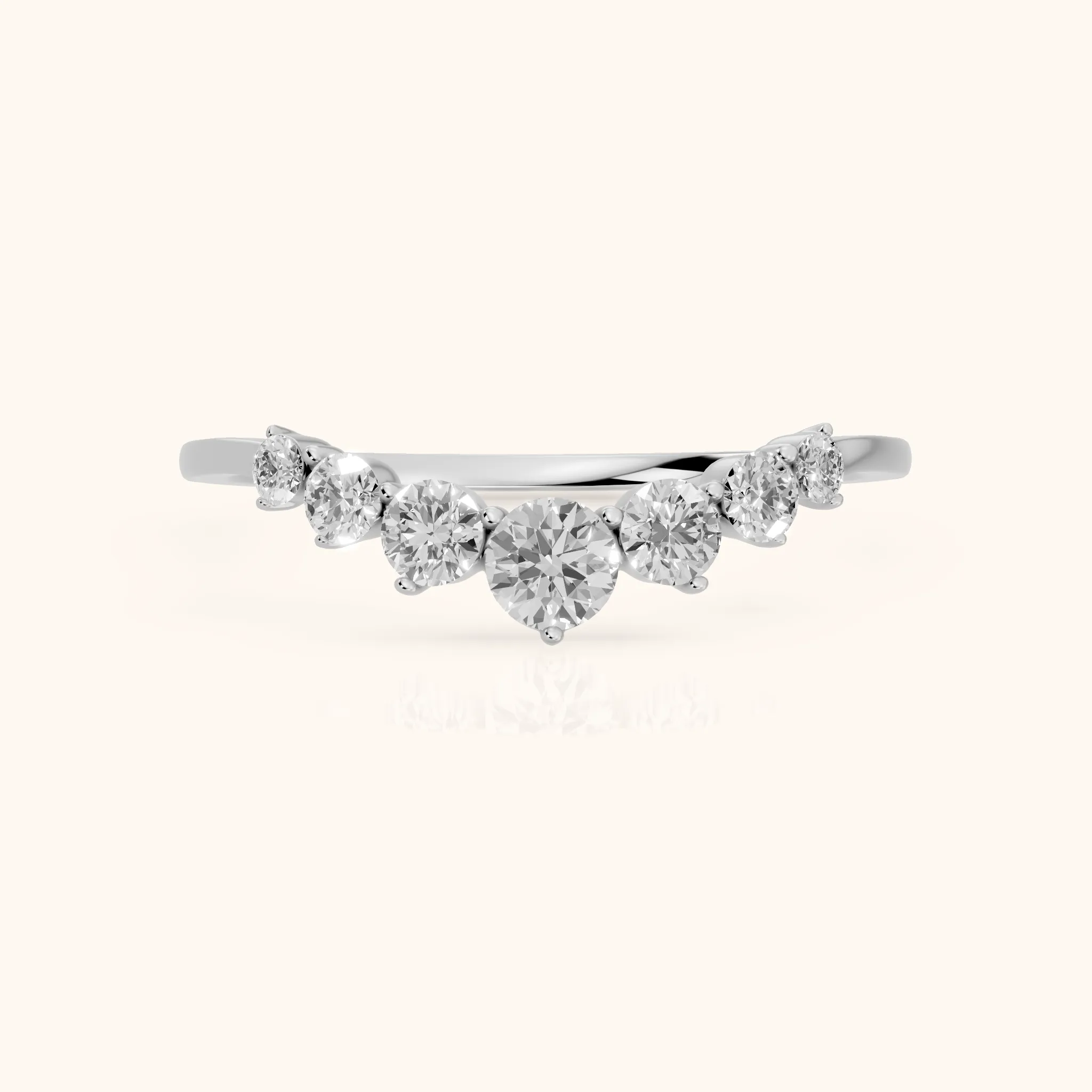 Saira Contour Round Diamond Wedding Band in Silver — view 1