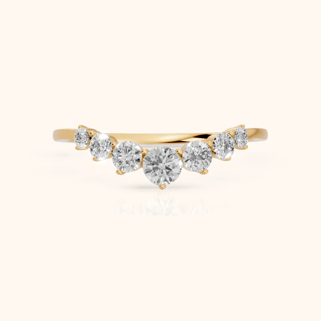 Saira Contour Round Diamond Wedding Band in Yellow Gold — view 2