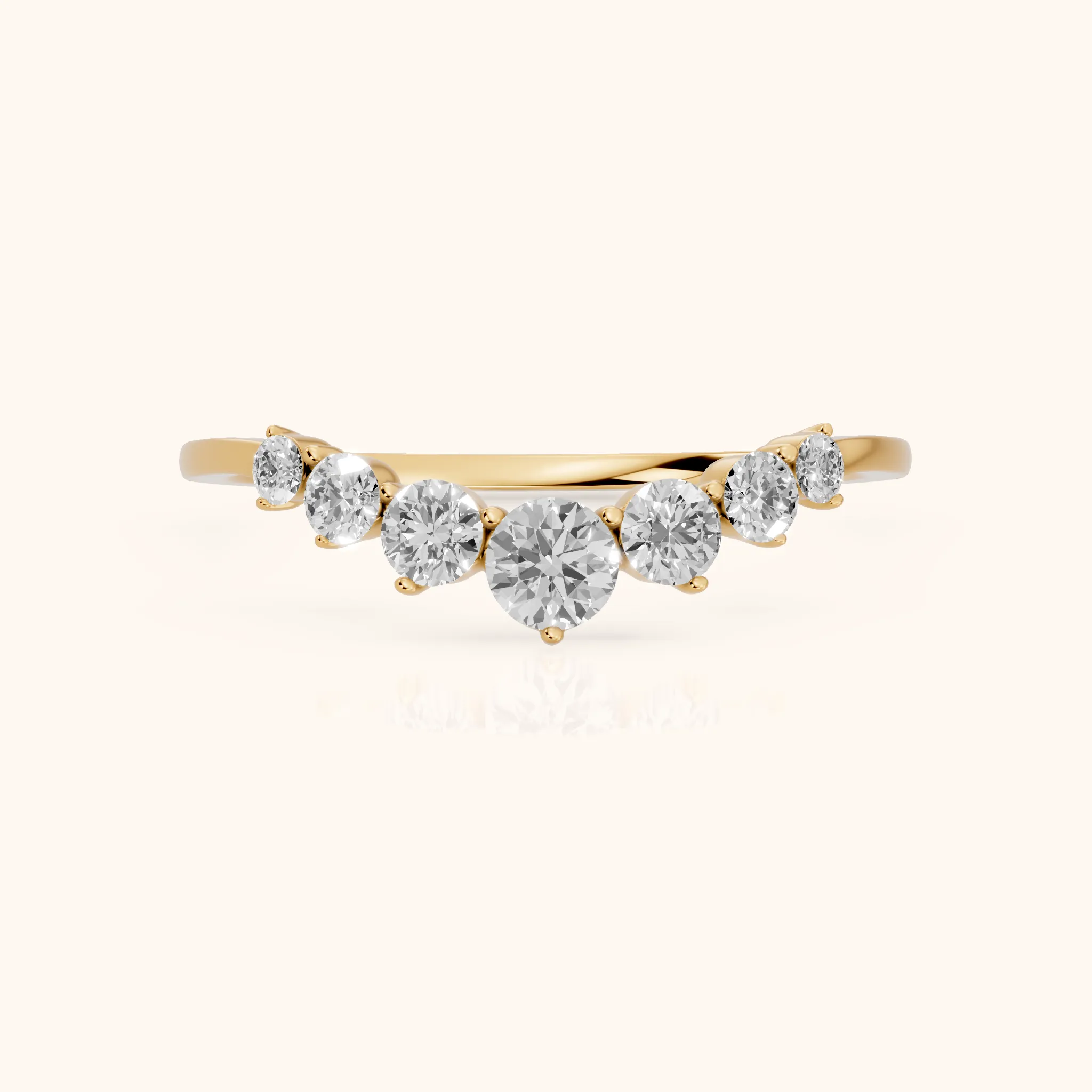 Saira Contour Round Diamond Wedding Band in Yellow Gold — view 1