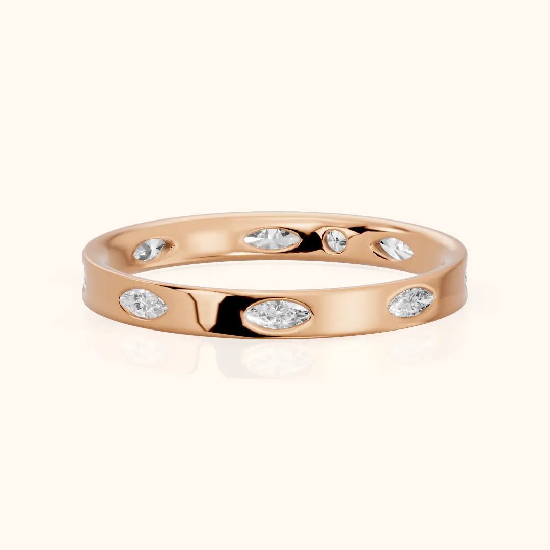 Sloane Bezel Marquise & Round Diamond Eternity Band in Rose Gold — view 2