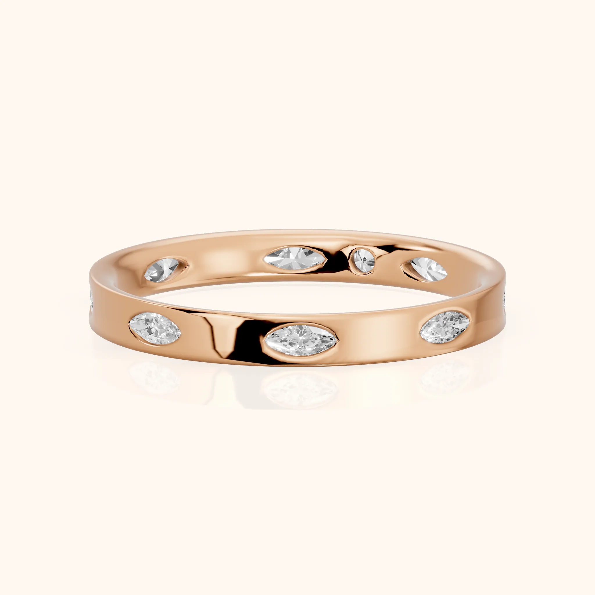 Sloane Bezel Marquise & Round Diamond Eternity Band in Rose Gold — view 1